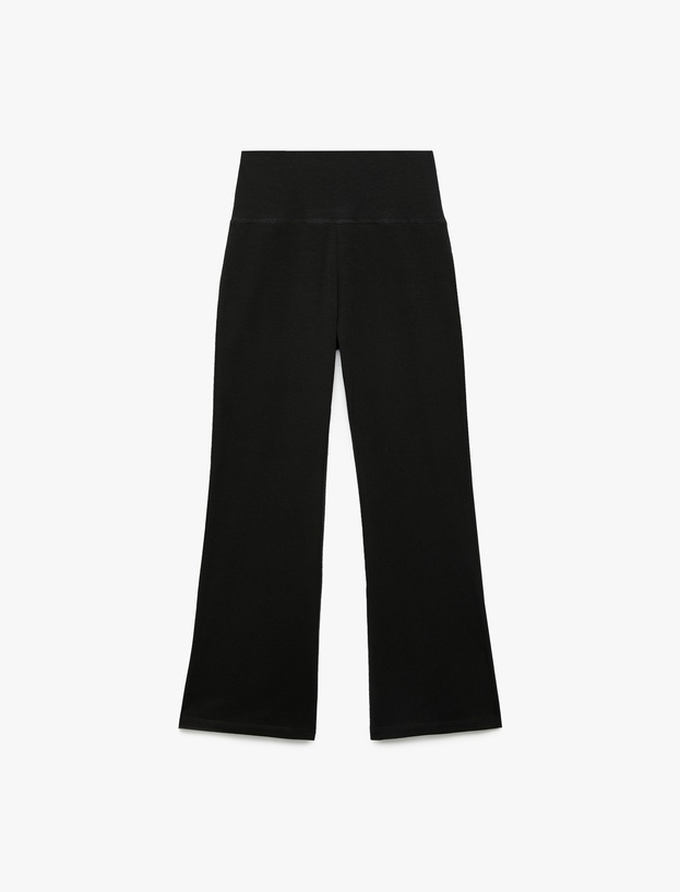 Pamuklu İspanyol Paça Slim Fit Basic Pantolon_0