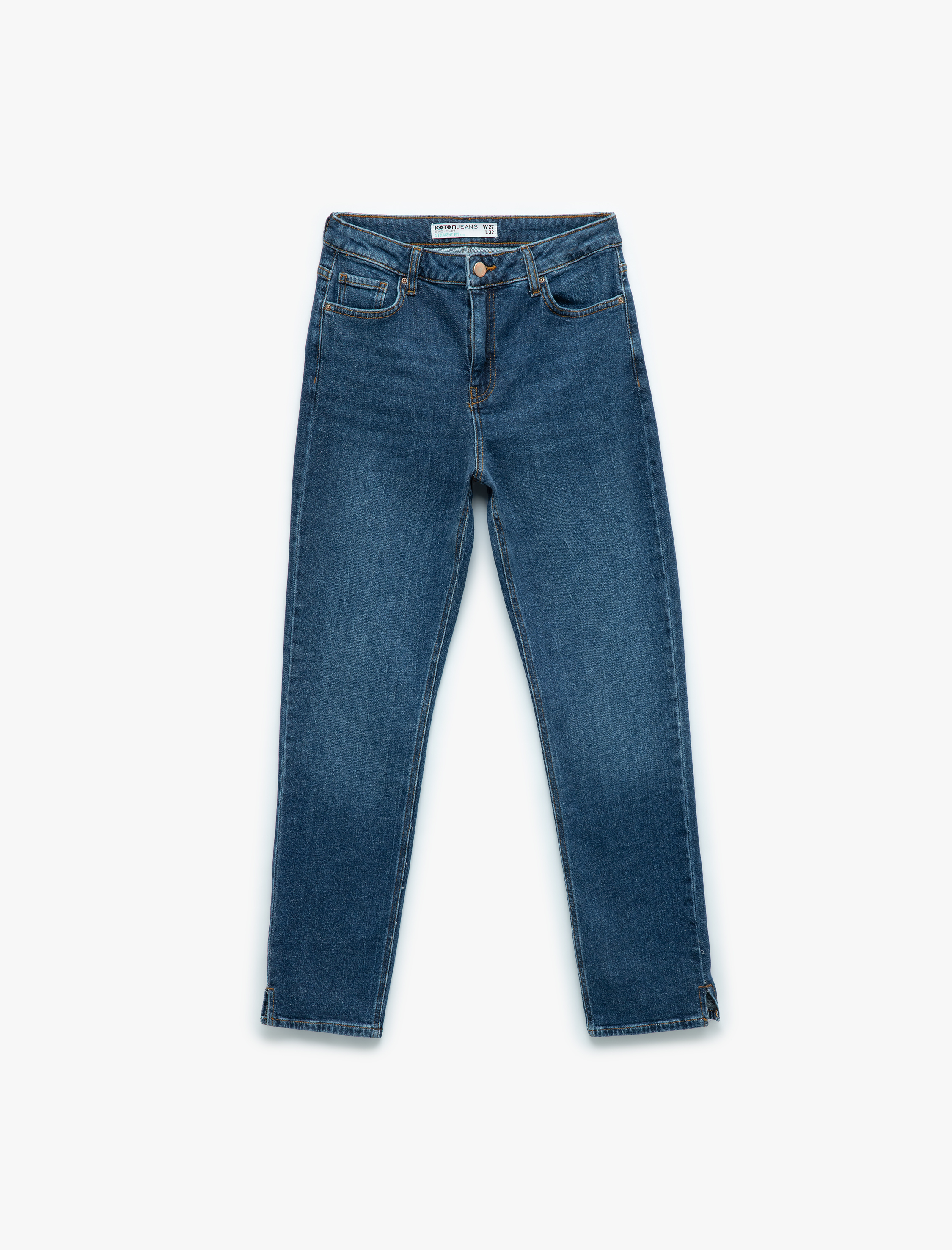   Normal Bel Kısa Düz Paça Dar Kalıp Jean Pantolon - Slim Straight Jeans