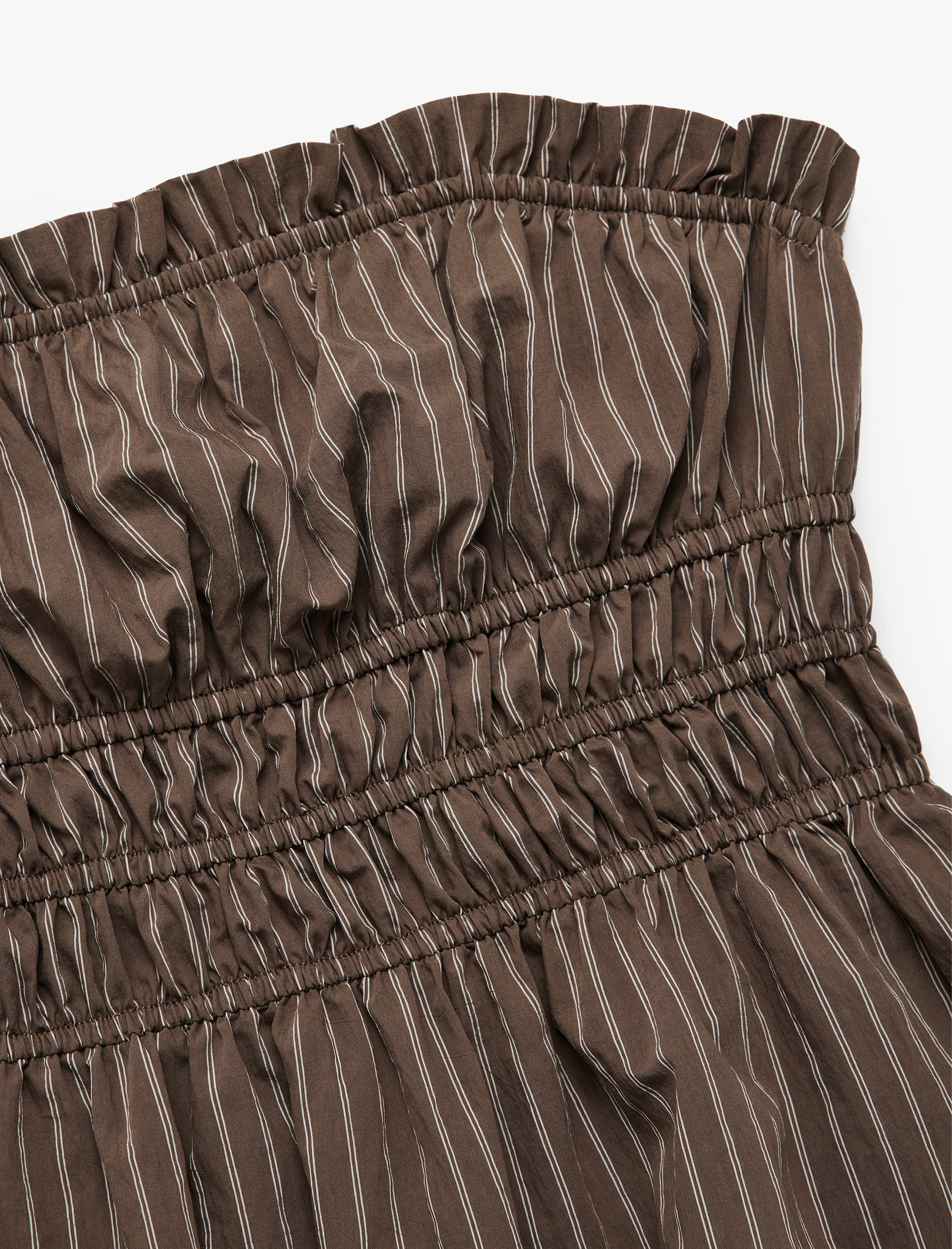   Koton X Melis Ağazat -  Kolsuz Çizgili Büzgülü Straplez Bluz