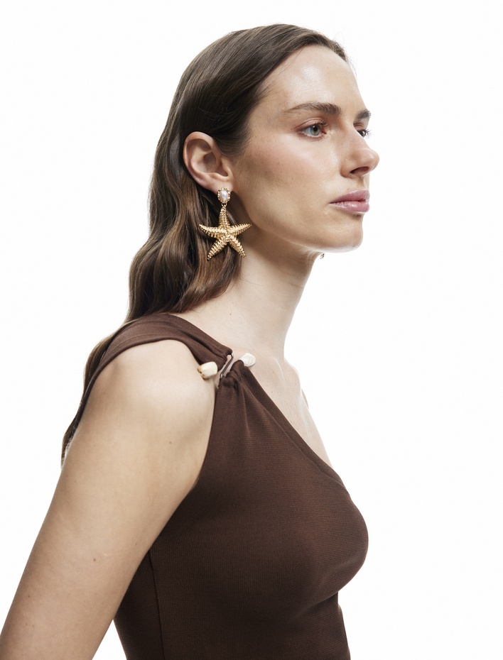  Koton X Melis Ağazat - Metal Aksesuarlı Kolsuz Tek Omuz Bluz