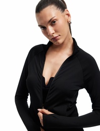 Fermuarlı Dik Yaka Cepli Oversize Spor Ceket