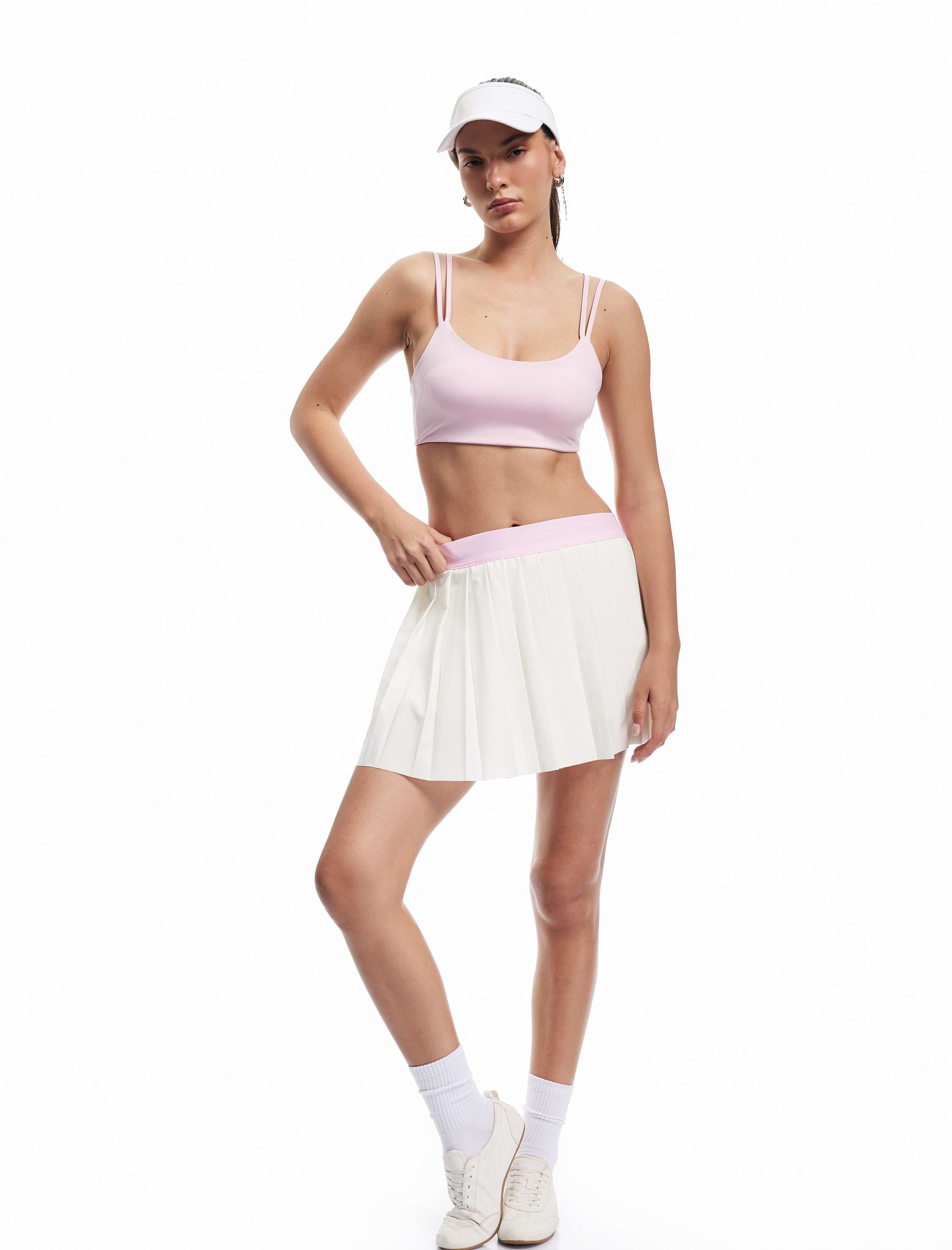   Pileli Yüksek Bel Rahat Kalıp Spor Şort Etek