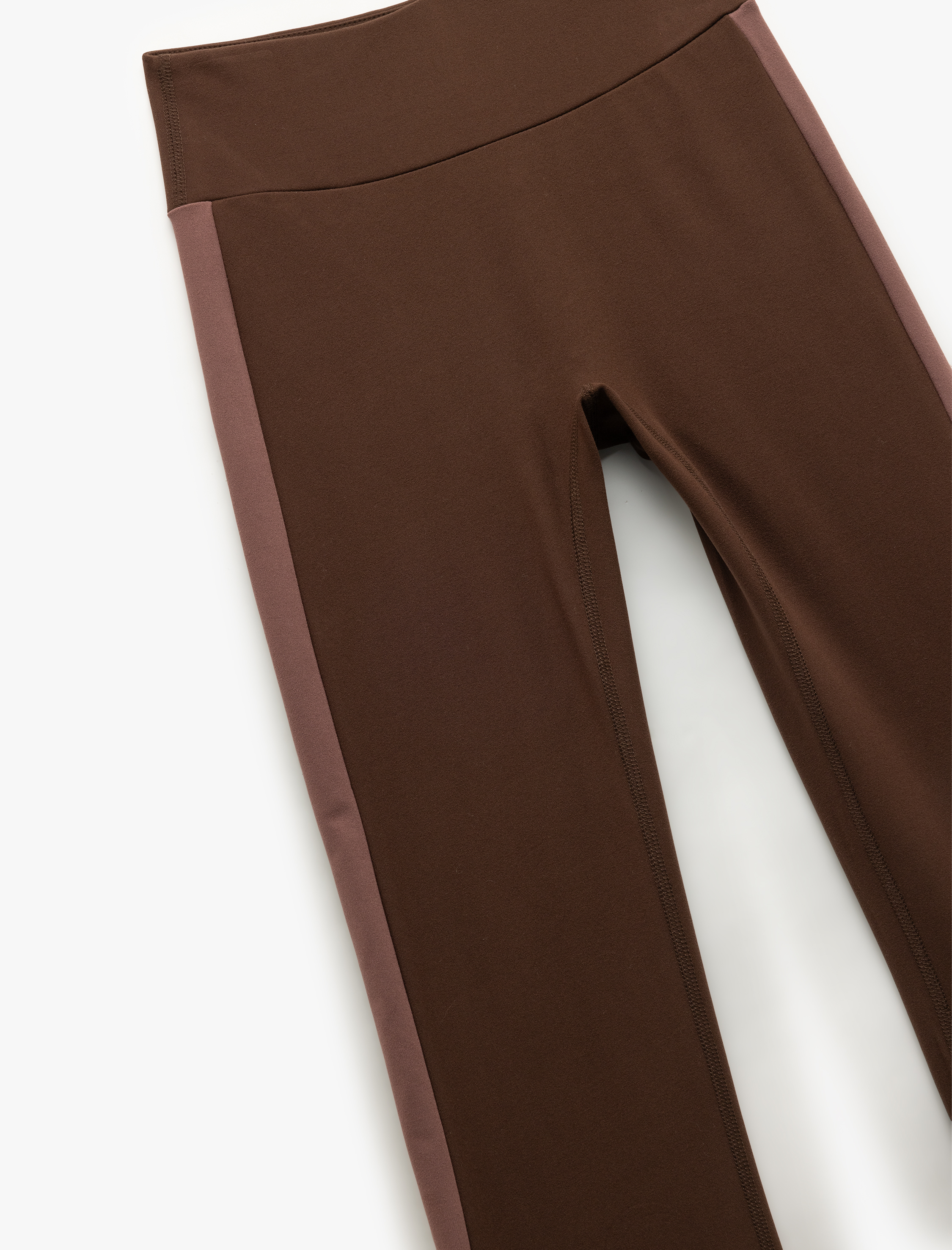   Yüksek Bel Renk Bloklu Yırtmaçlı İnterlok İspanyol Paça Spor Tayt