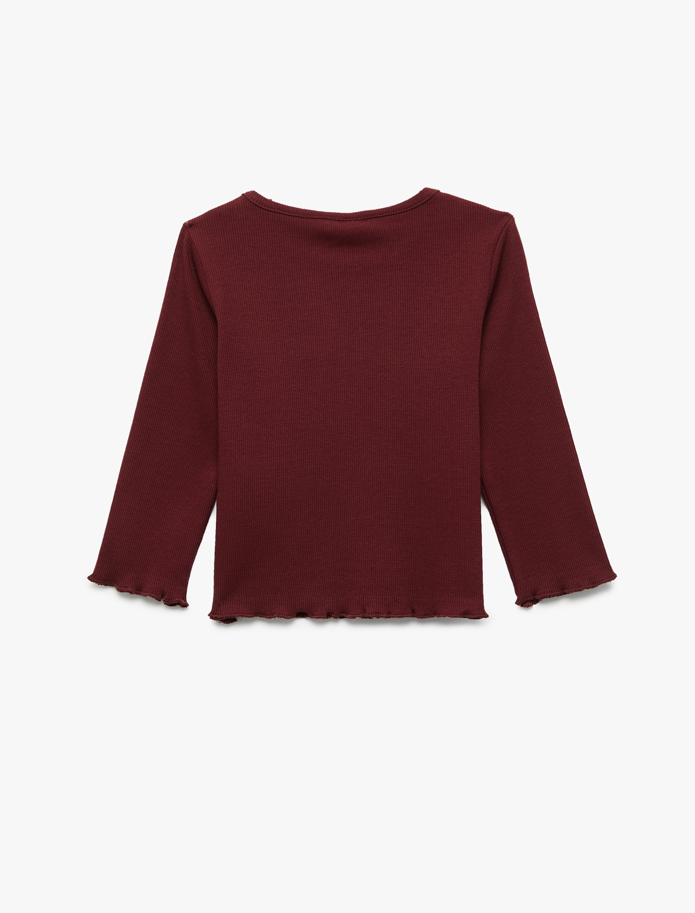  Kız Bebek Pamuklu Uzun Kollu Kaşkorse Kalp İşlemeli Bisiklet Yaka Tişört