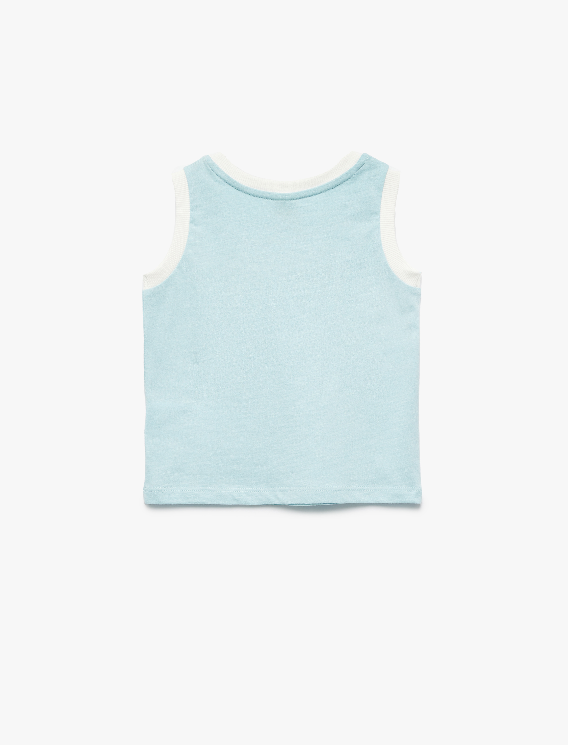  Erkek Bebek Pamuklu Bisiklet Yaka Baskılı Kolsuz Tişört