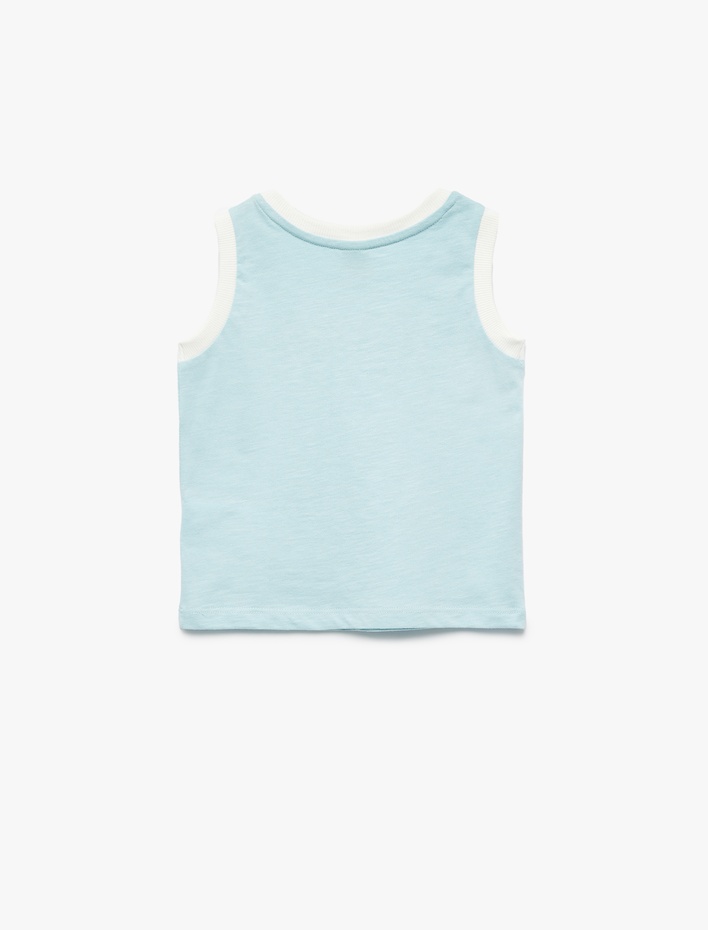 Erkek Bebek Pamuklu Bisiklet Yaka Baskılı Kolsuz Tişört