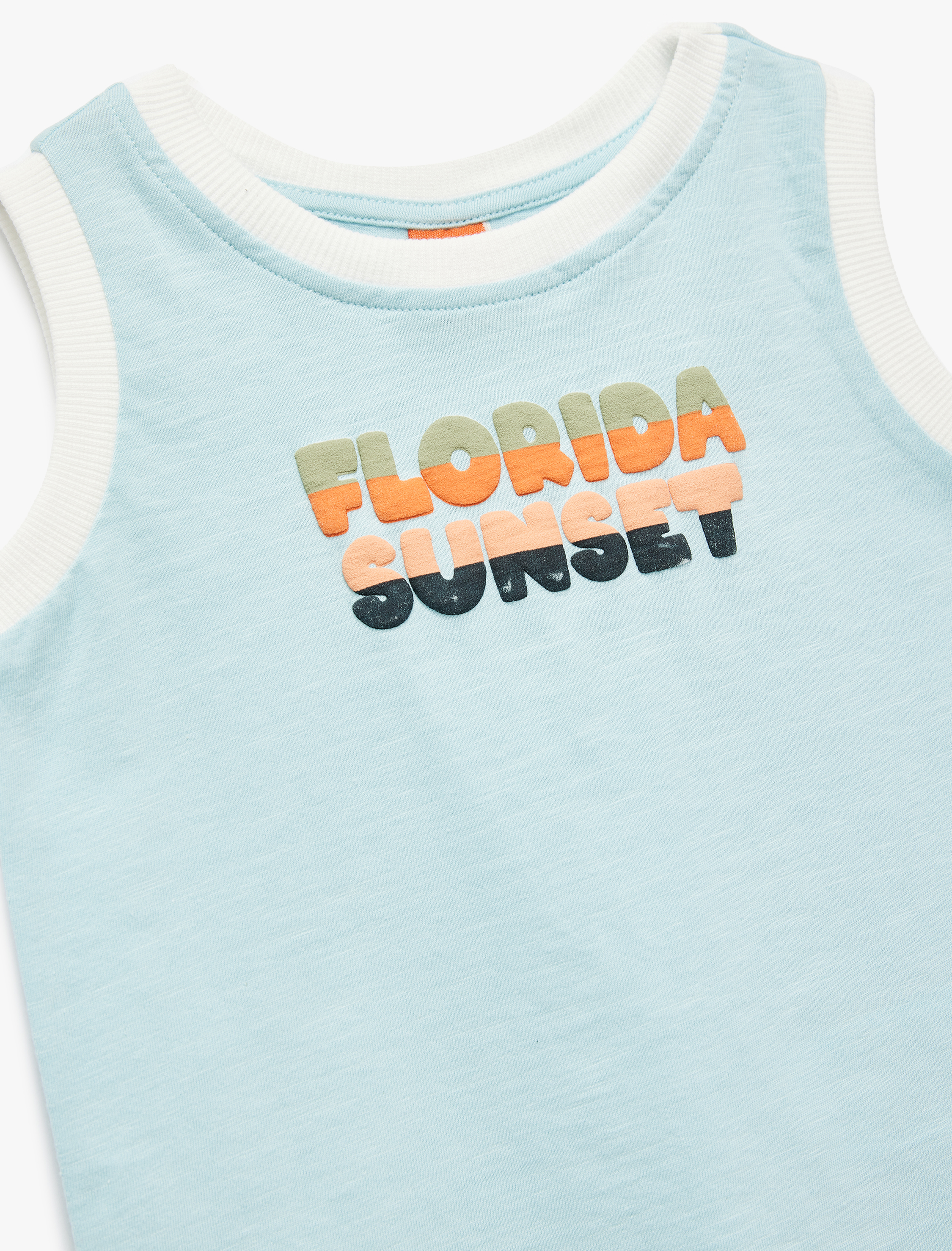  Erkek Bebek Pamuklu Bisiklet Yaka Baskılı Kolsuz Tişört