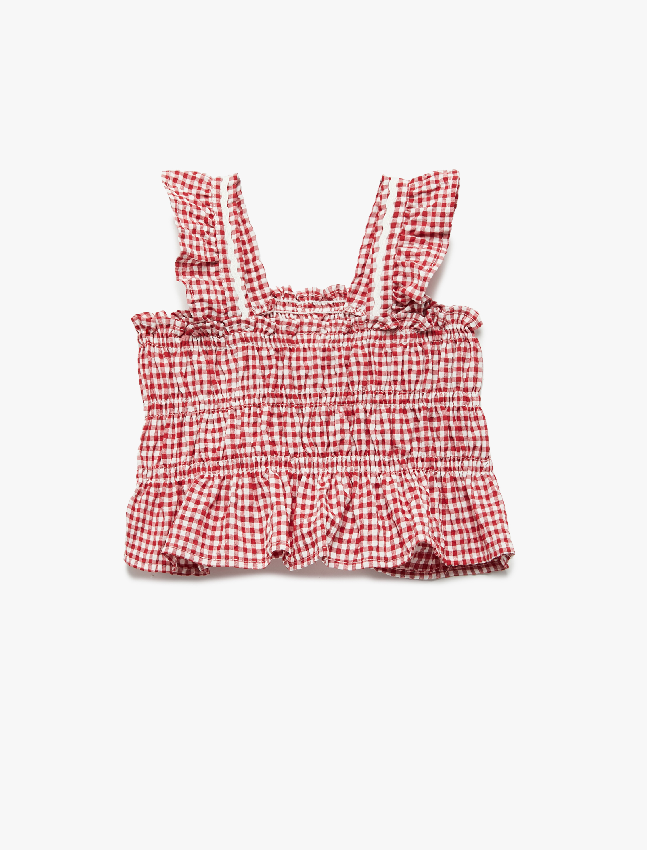  Kız Bebek Fırfırlı Kolsuz Katlı Gipeli Pötikareli Bluz