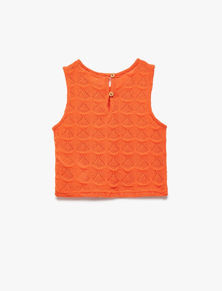 Kız Çocuk Bisiklet Yaka Kolsuz Slim Fit Kroşe Crop Atlet