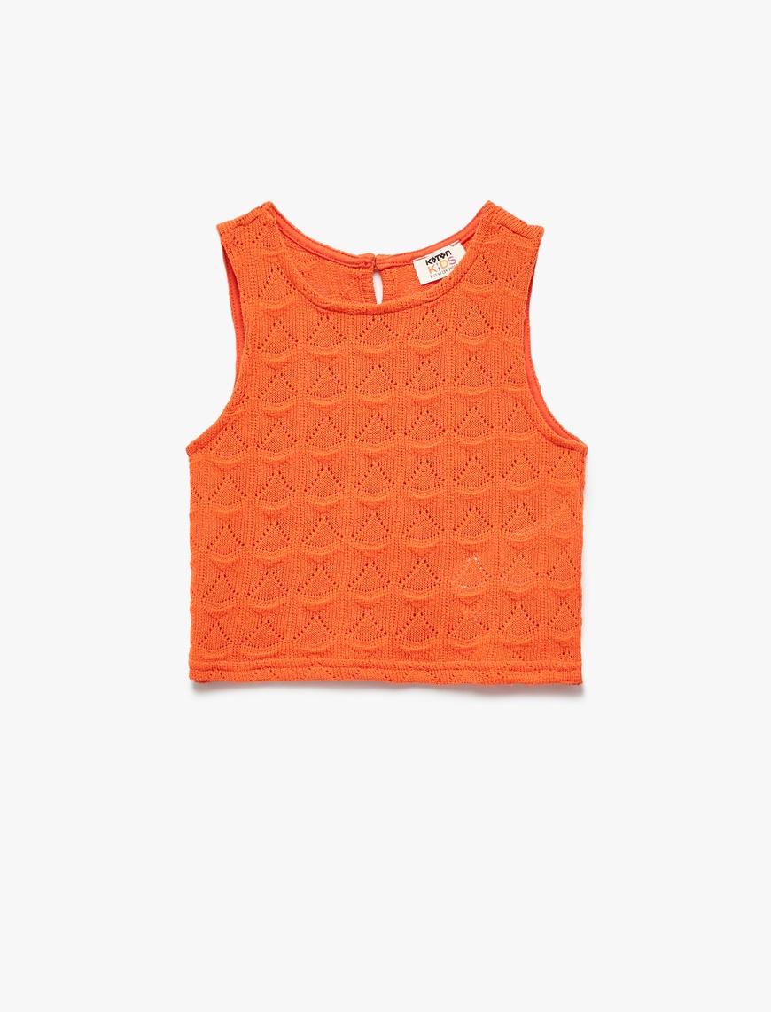  Kız Çocuk Bisiklet Yaka Kolsuz Slim Fit Kroşe Atlet