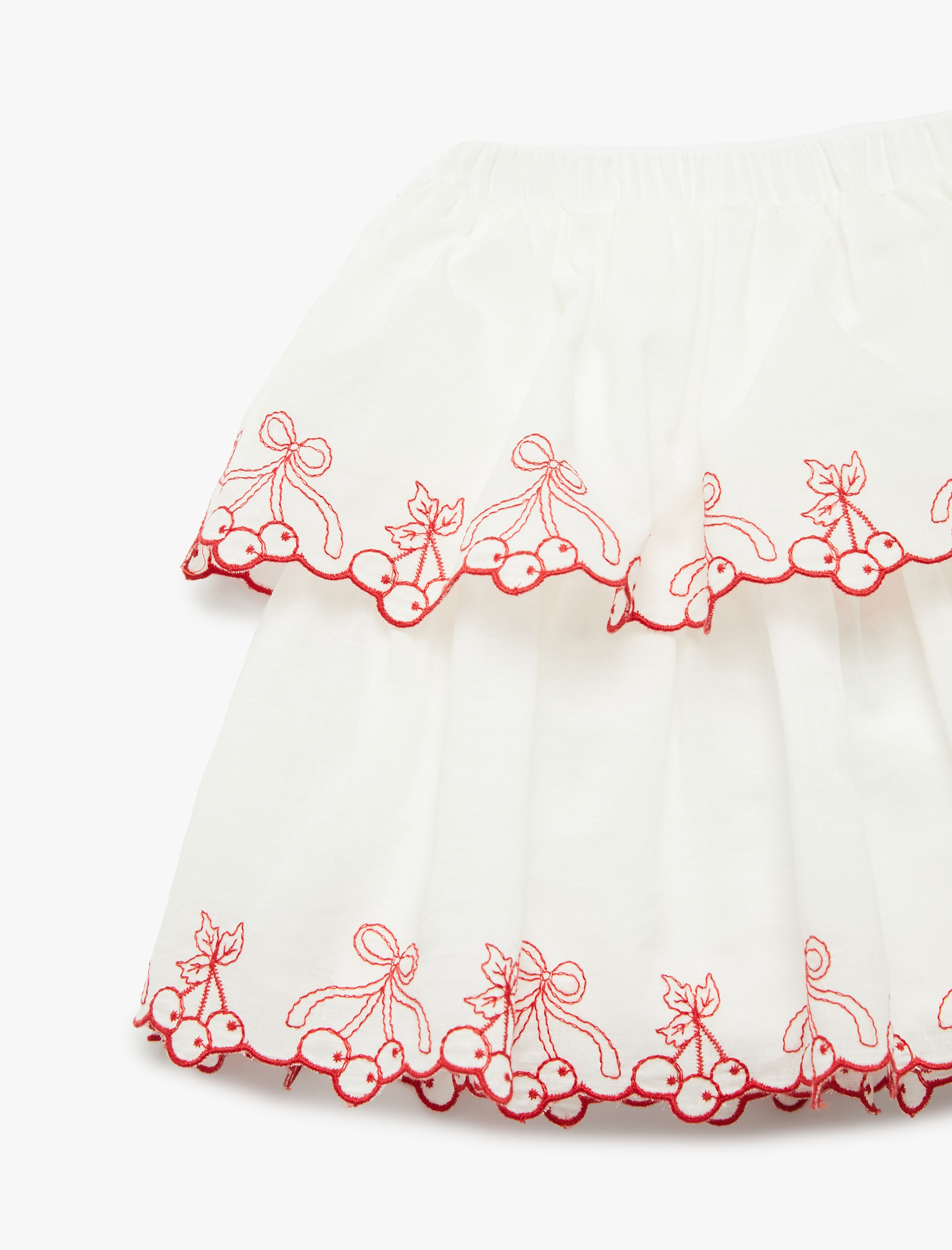  Kız Bebek Pamuklu Meyve Detaylı Brode Katmanlı Fırfırlı Etek