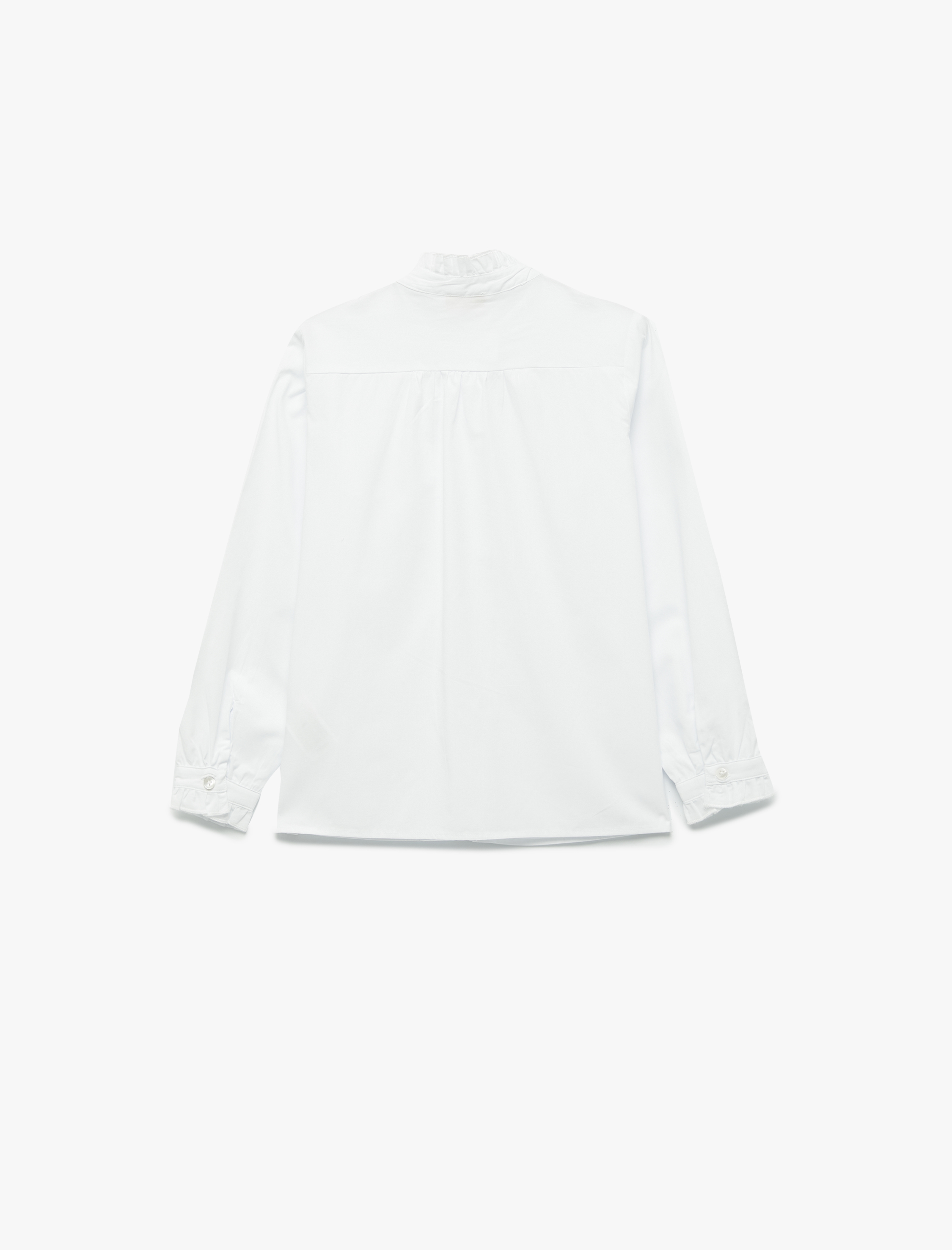  Kız Çocuk Pamuklu Uzun Kollu Fırfırlı Yaka Poplin Okul Gömleği