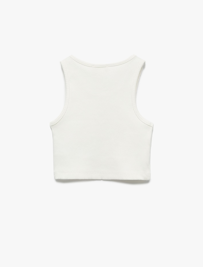 Kız Çocuk Kalp Pencere Detaylı Kolsuz Ribanalı Crop Atlet