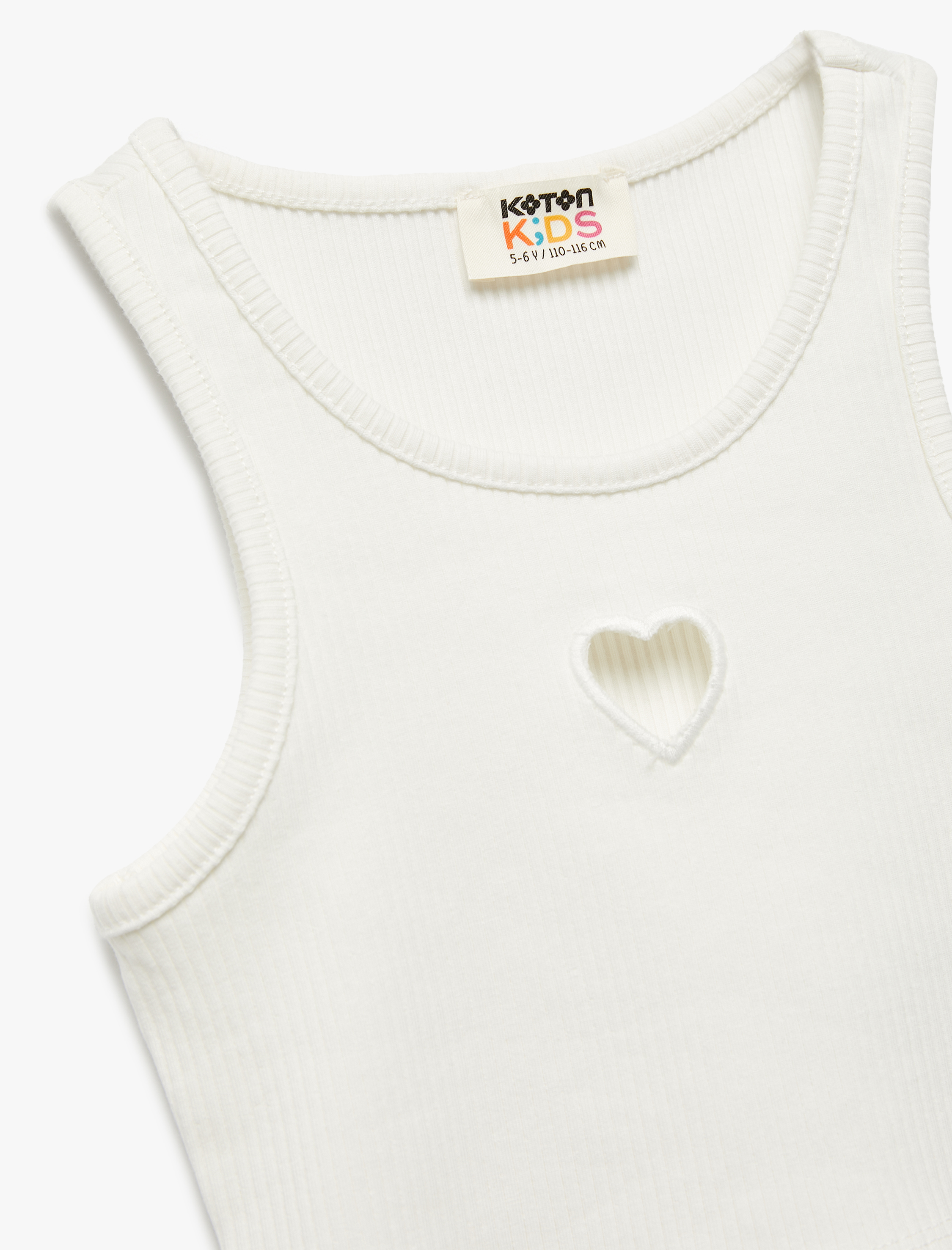  Kız Çocuk Kalp Pencere Detaylı Kolsuz Ribanalı Crop Atlet