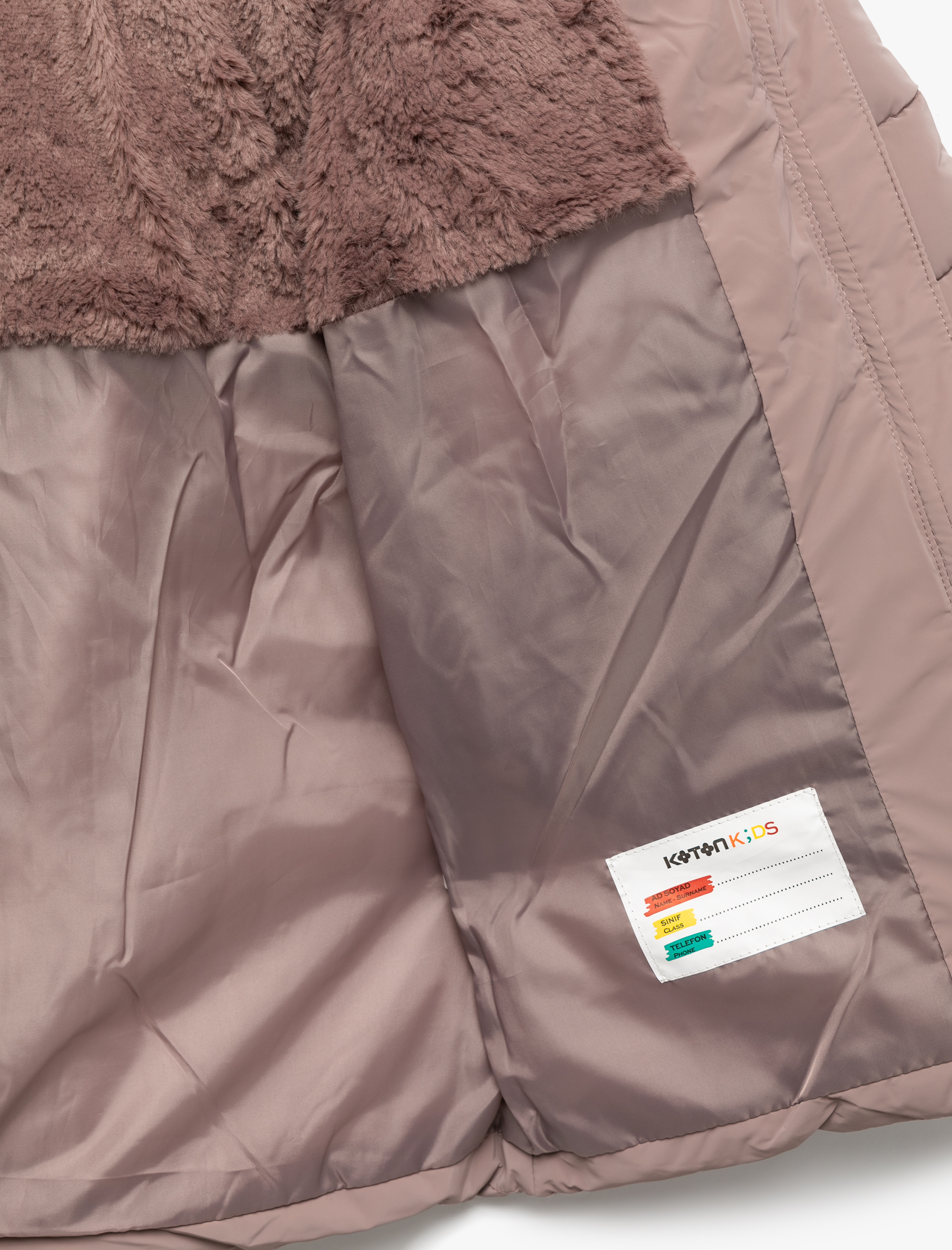  Kız Çocuk Uzun Şişme Kapşonlu Mont Kürk Detaylı Cepli Kemerli