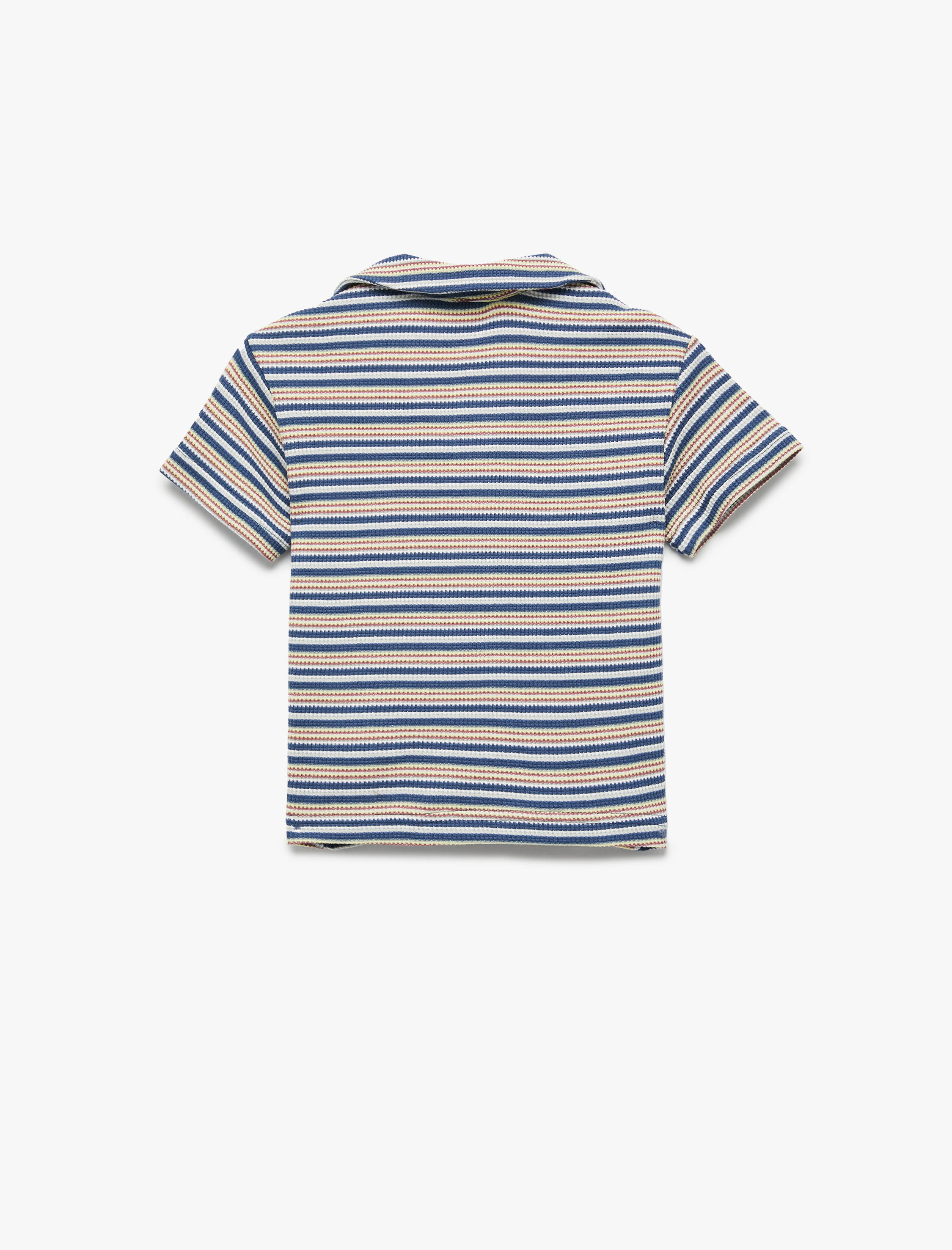  Erkek Bebek Çizgili Kısa Kollu Pamuklu Polo Yaka Tişört