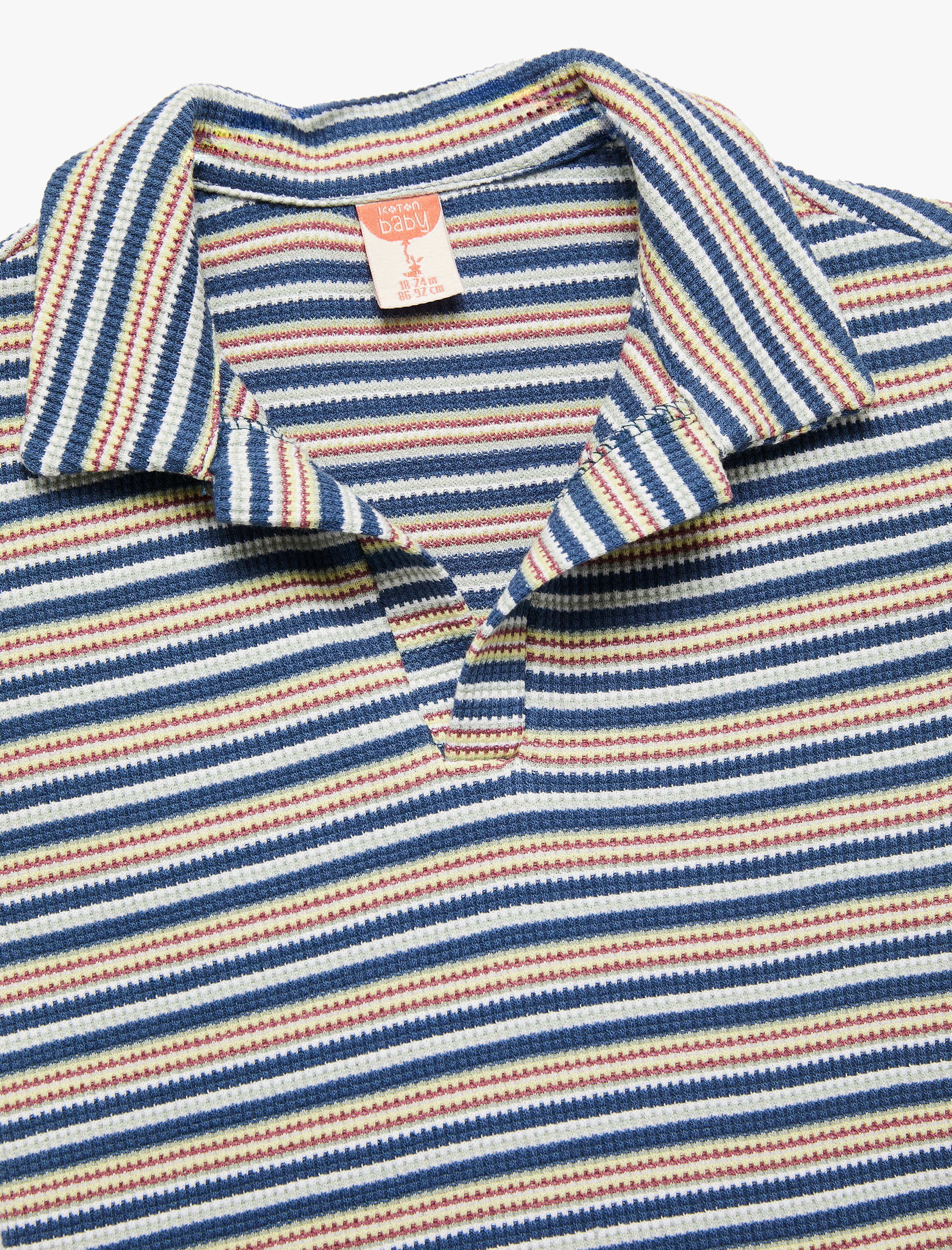 Erkek Bebek Çizgili Kısa Kollu Pamuklu Polo Yaka Tişört