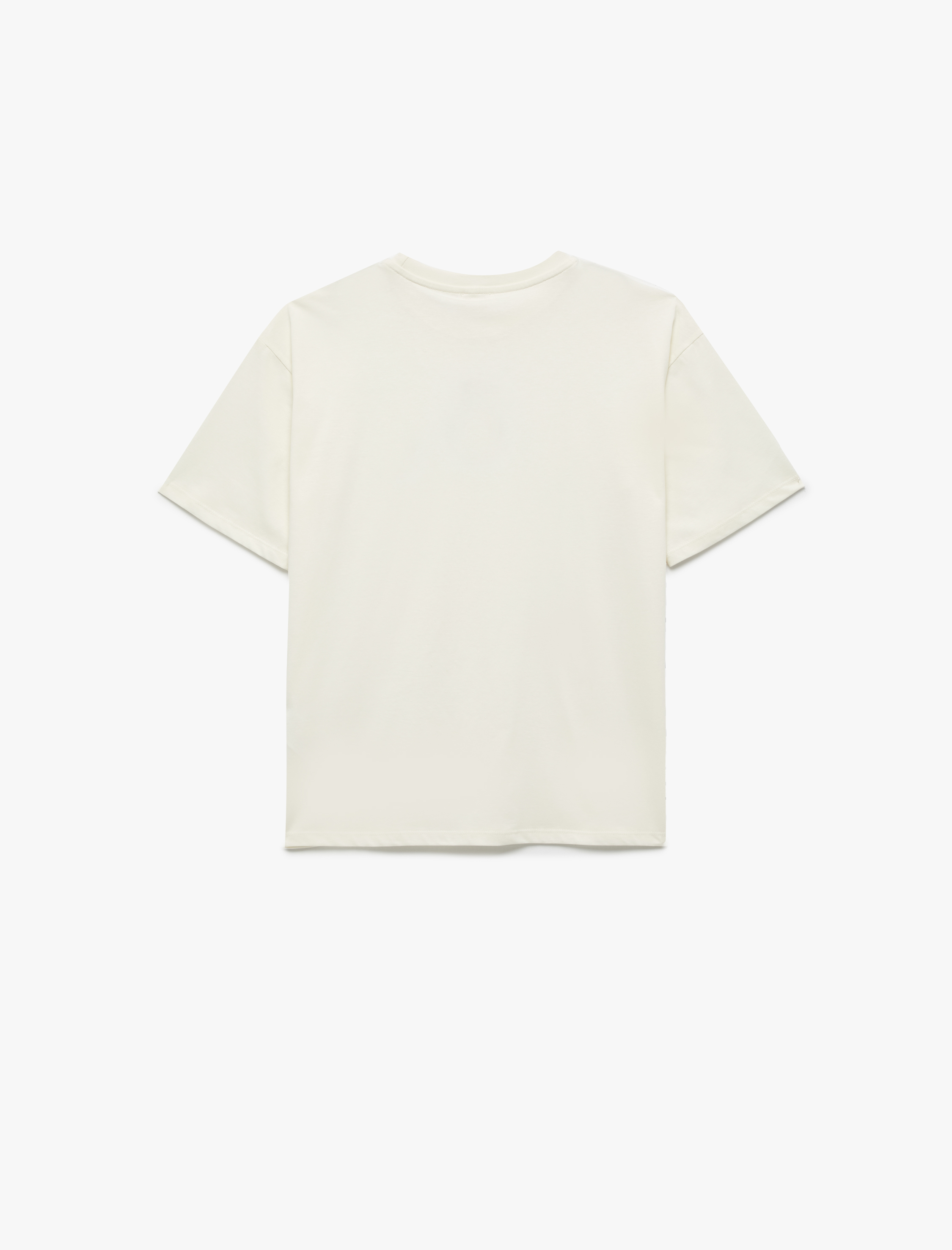  Kız Çocuk Pamuklu Ayıcık Nakış Detaylı Kısa Kollu Bisiklet Yaka Tişört