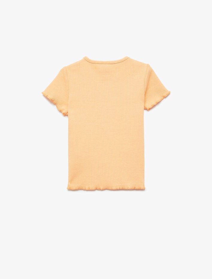 Kız Bebek Pamuklu Bisiklet Yaka Kısa Kollu Baskılı Tişört
