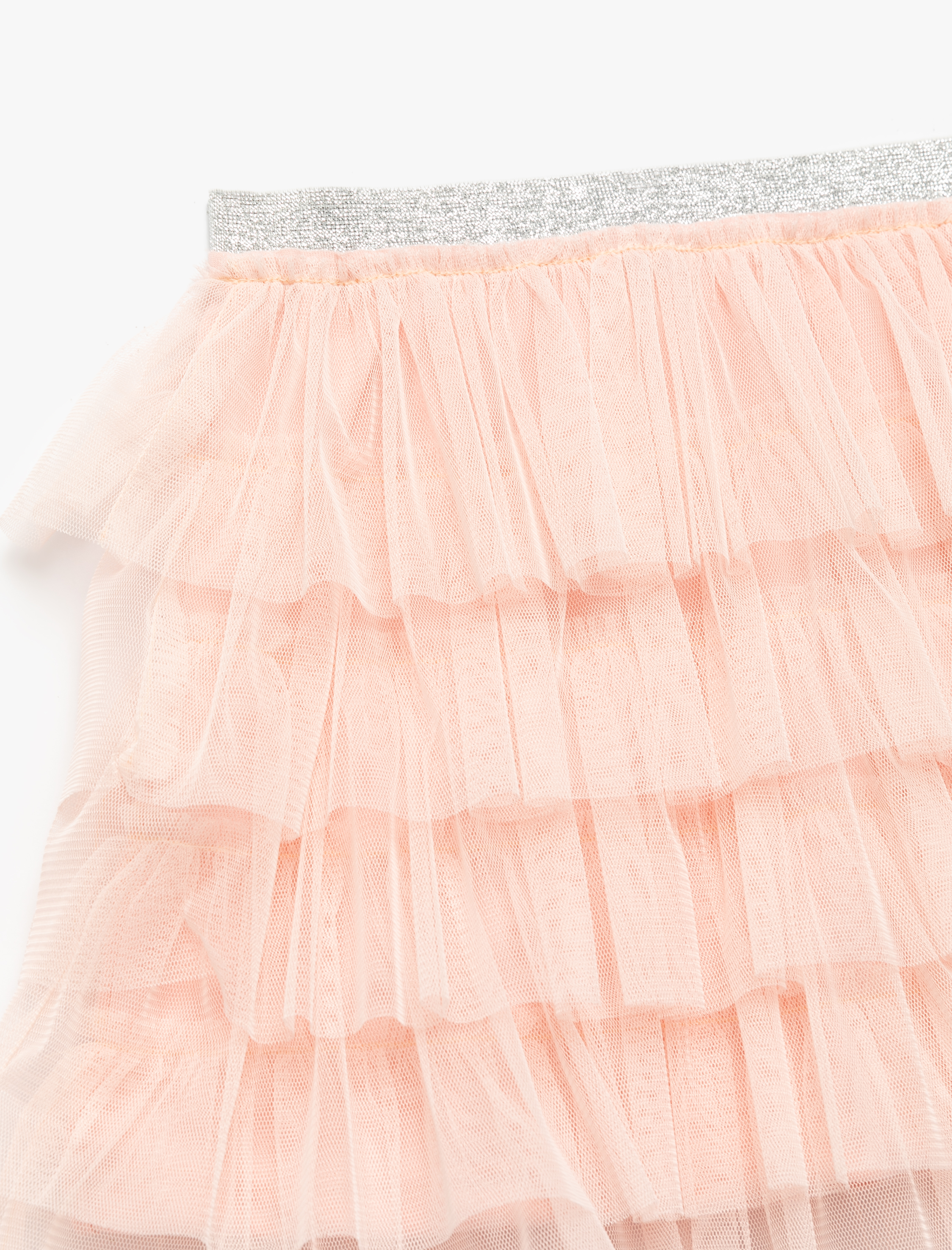  Kız Çocuk Kat Kat Tül Detaylı Astarlı Parlak Lastikli Mini Tütü Etek