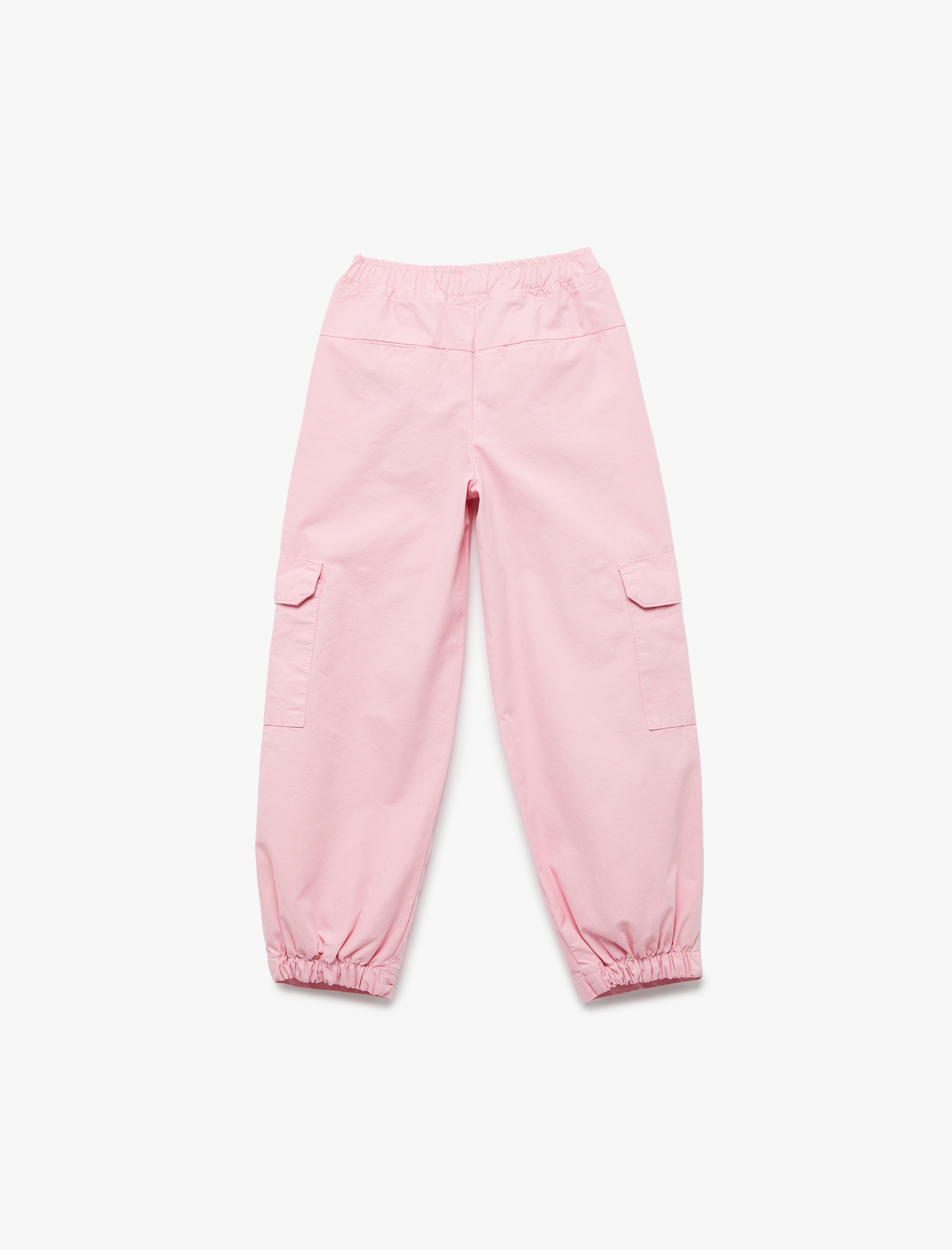  Kız Çocuk Pamuklu Beli Lastikli Kapaklı Cepli Rahat Kalıp Paraşüt Jogger Pantolon