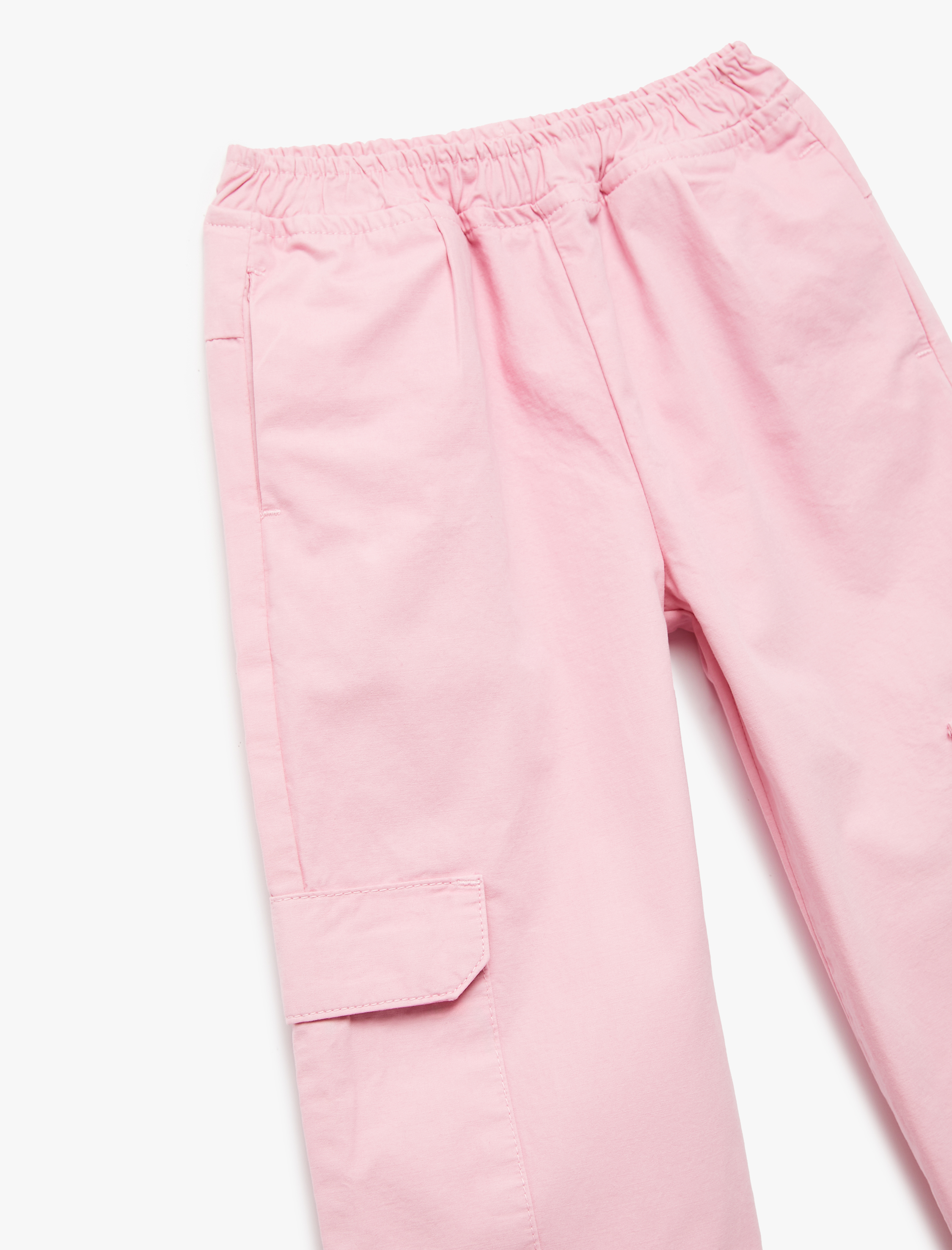  Kız Çocuk Pamuklu Beli Lastikli Kapaklı Cepli Rahat Kalıp Paraşüt Jogger Pantolon