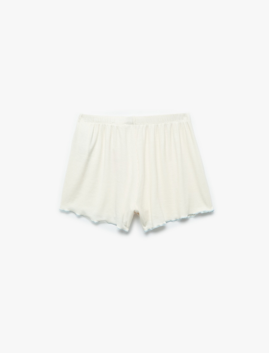   Rahat Kalıp Fiyonklu Mini Kaşkorse Viskon Şort Pijama Altı