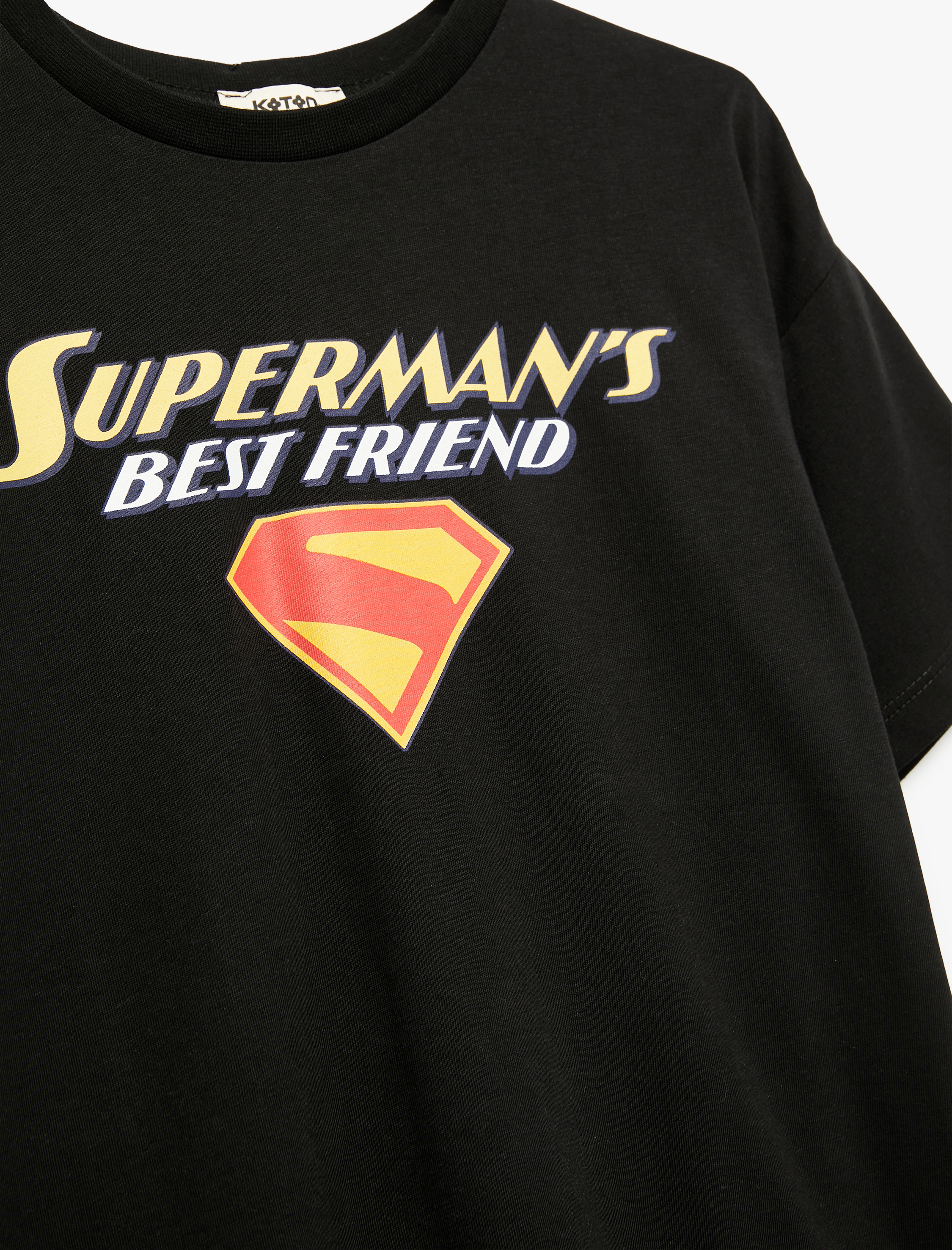  Erkek Çocuk Superman Lisanslı Kısa Kollu Bisiklet Yaka Baskılı Oversize Tişört