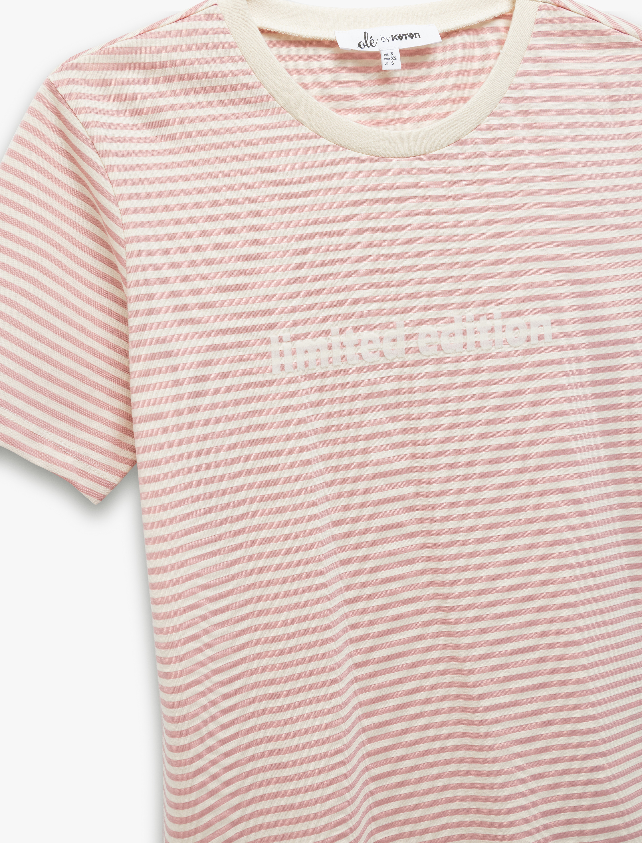   Çizgili Baskılı Bisiklet Yaka Kısa Kollu Tişört