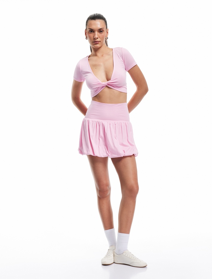  Rahat Kalıp Yüksek Bel Spor Balon Şort Etek