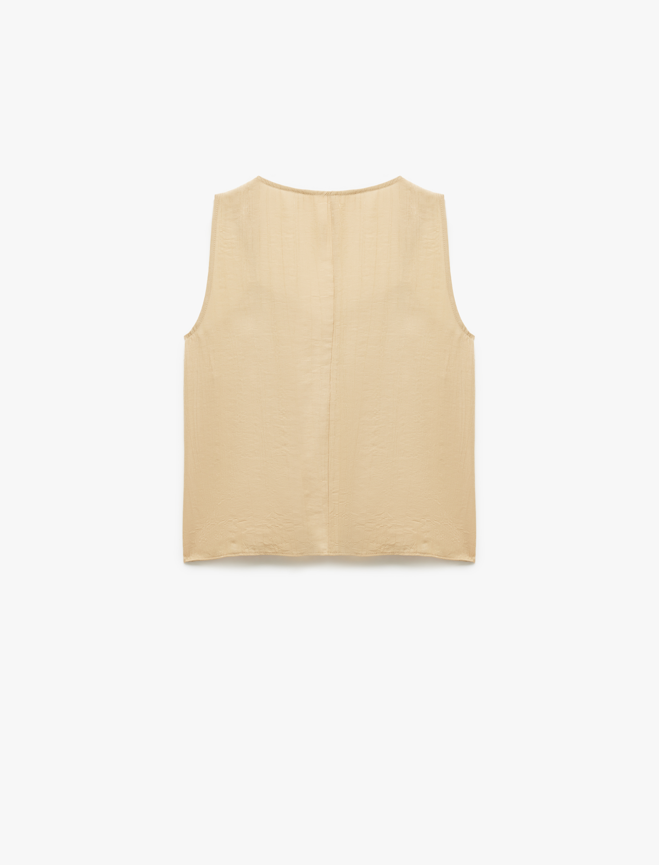   Viskon Kumaş Aksesuar Detaylı Kolsuz Bluz