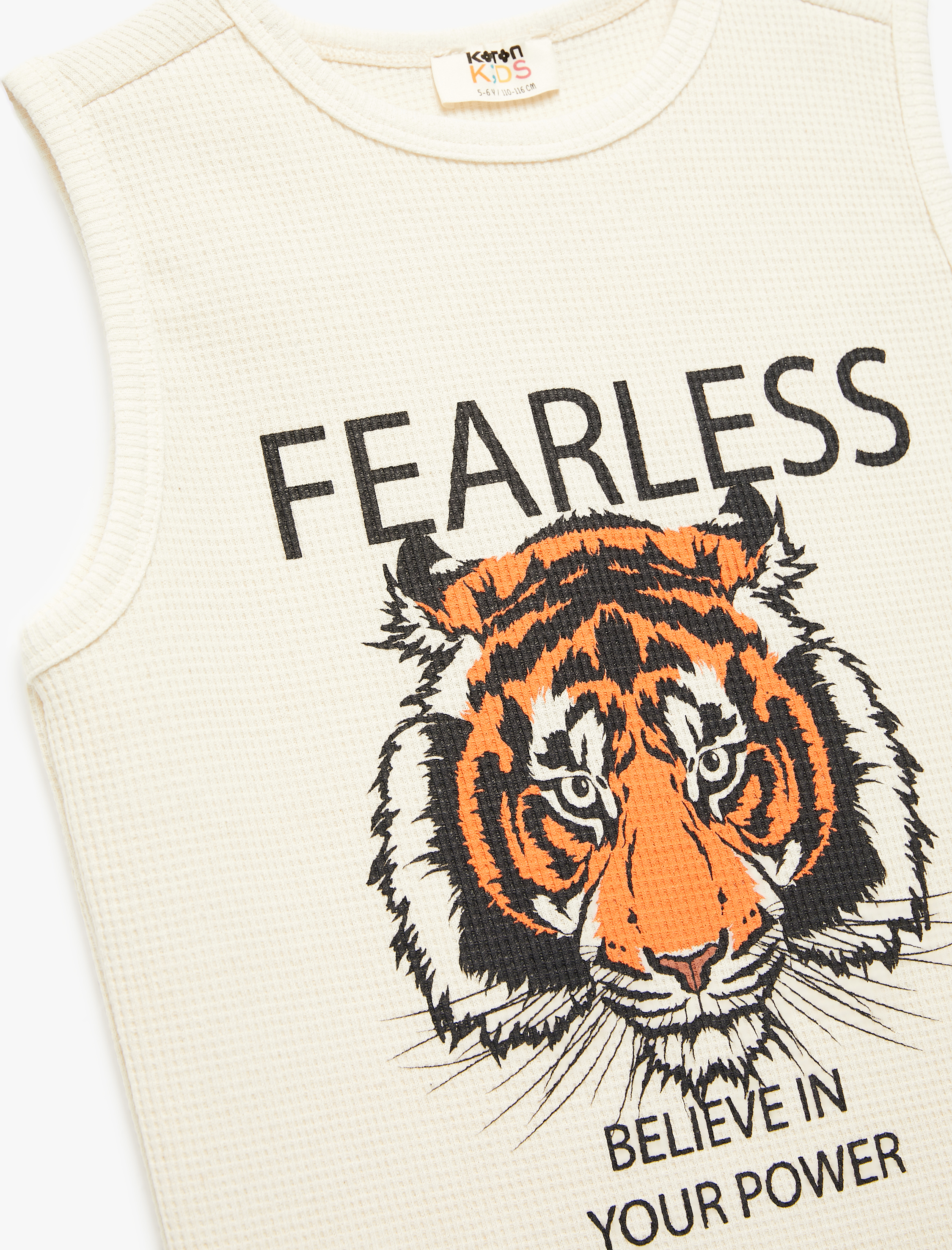  Erkek Çocuk Kaplan Baskılı Bisiklet Yaka Kolsuz Atlet