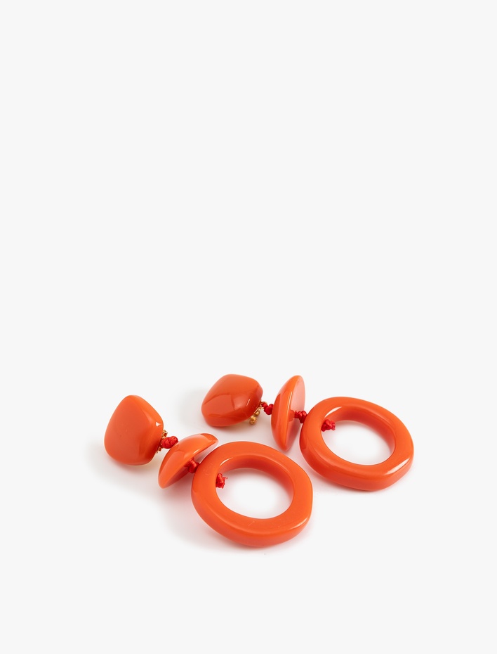 Kadın Büyük Boy Geometrik Sallantılı Küpe - Koton X Melis Ağazat