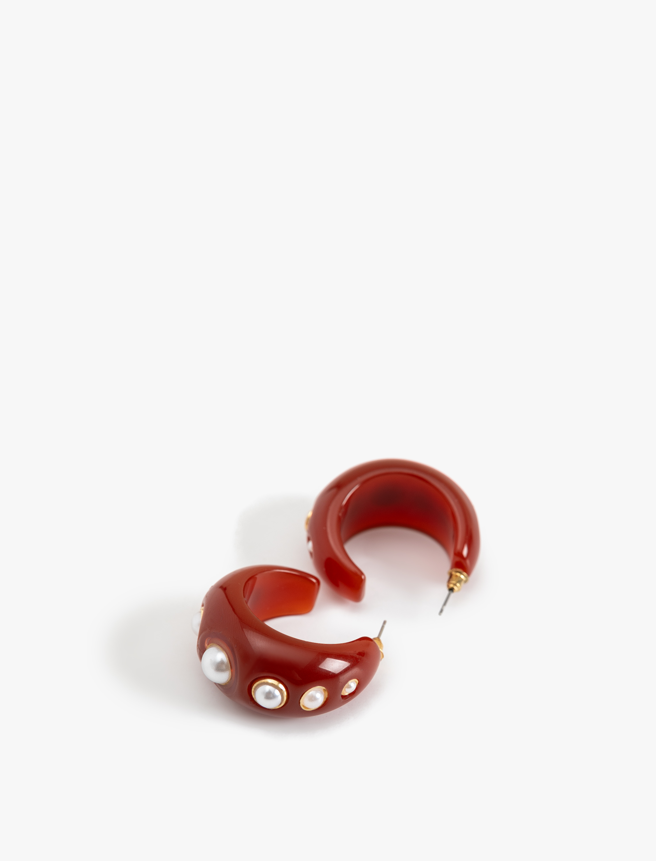  Kadın İnci Detaylı Halka Küpe - Koton X Melis Ağazat