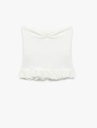 Bürümcük Kolsuz Volanlı Slim Fit Straplez Bluz