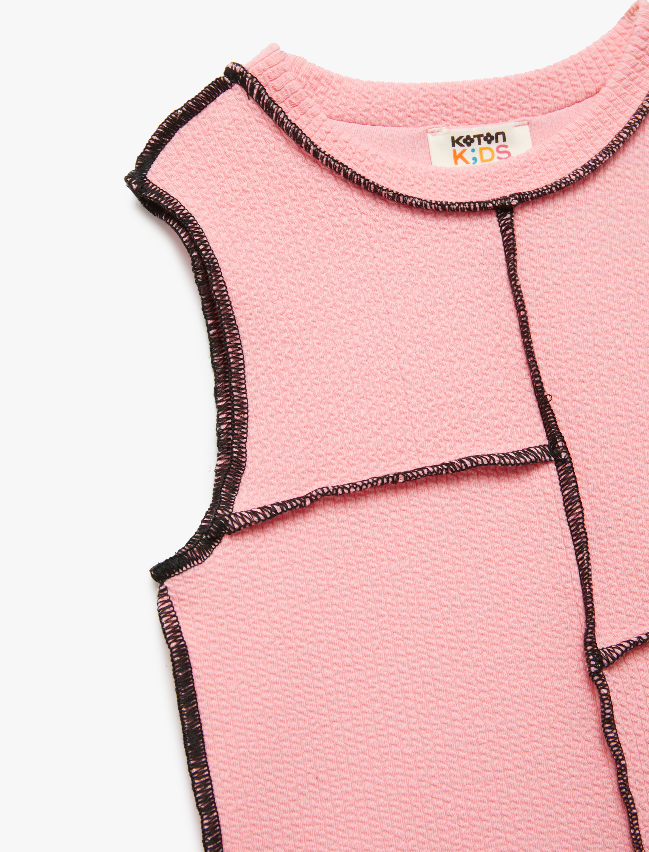  Kız Çocuk Dikiş Detaylı Viskon Karışımlı Bisiklet Yaka Atlet