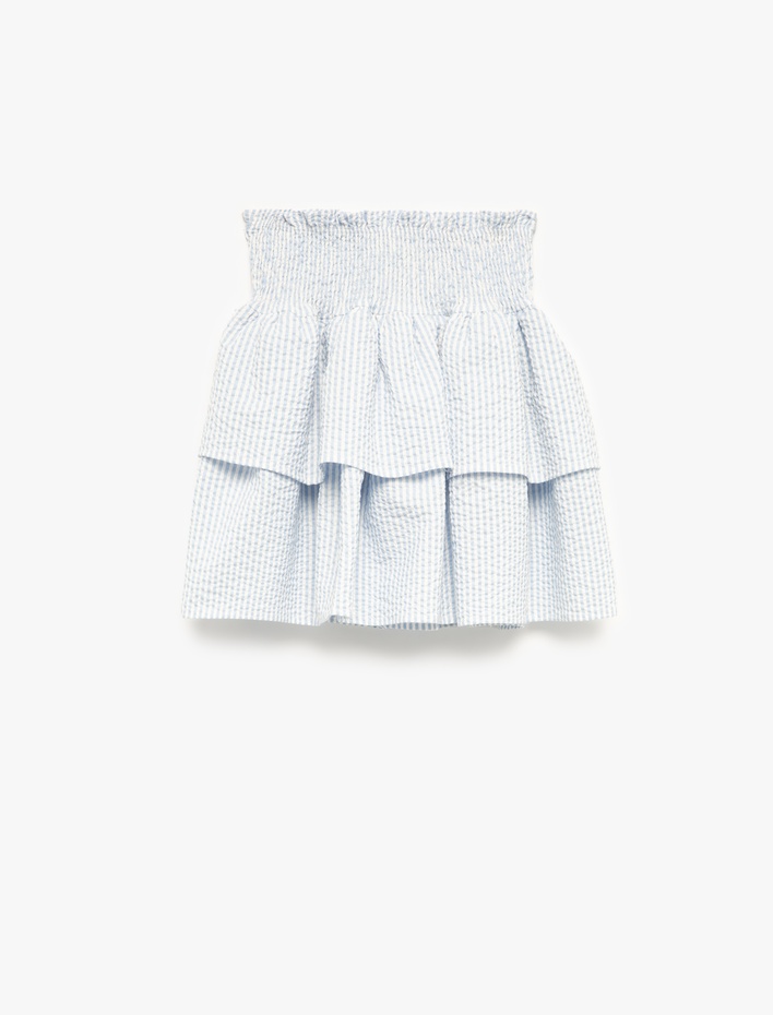 Kız Çocuk Gipe Detaylı Pötikareli Katlı Fırfırlı Etek