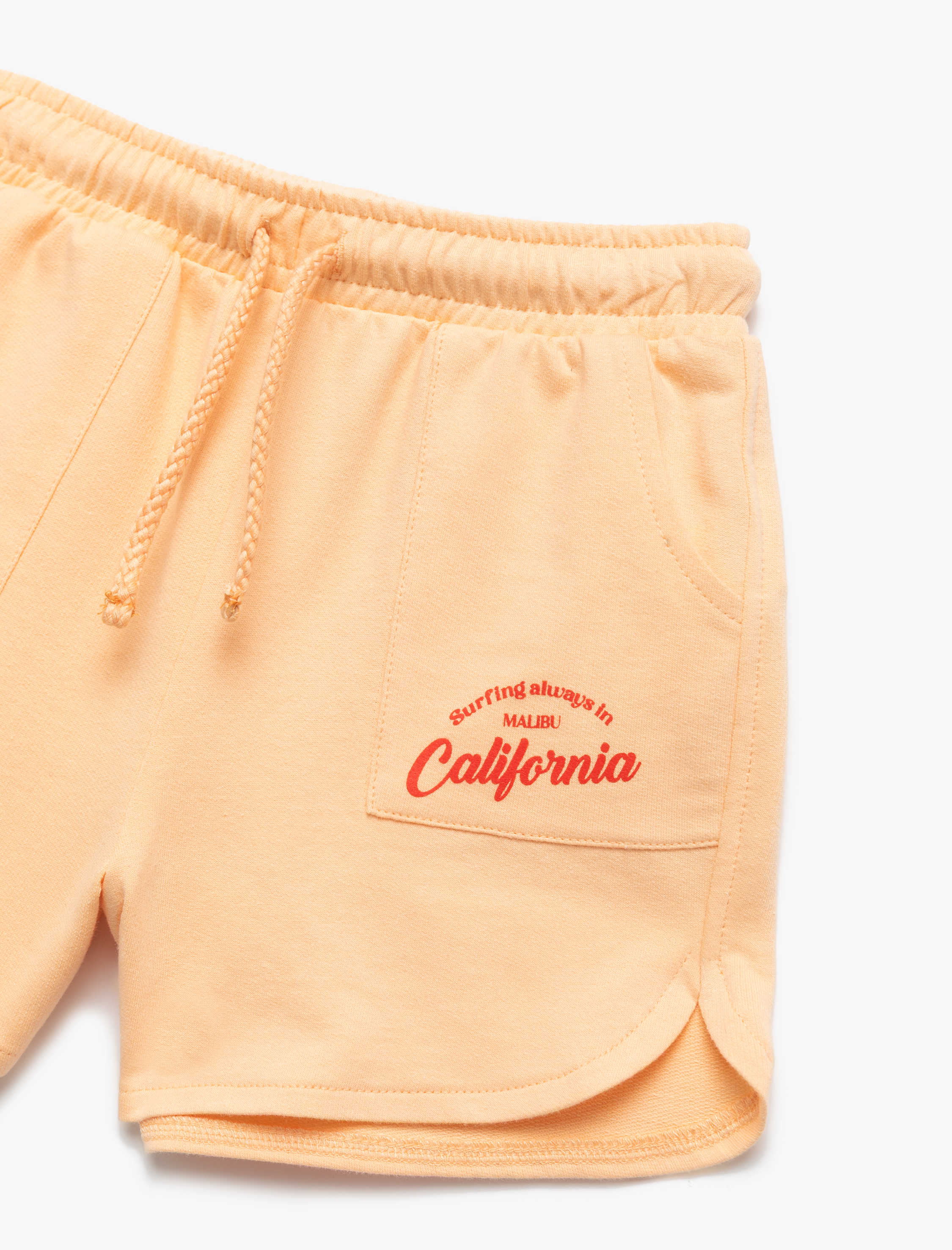  Kız Çocuk Beli Lastikli Bağlamalı Baskılı Cepli Pamuklu Mini Şort