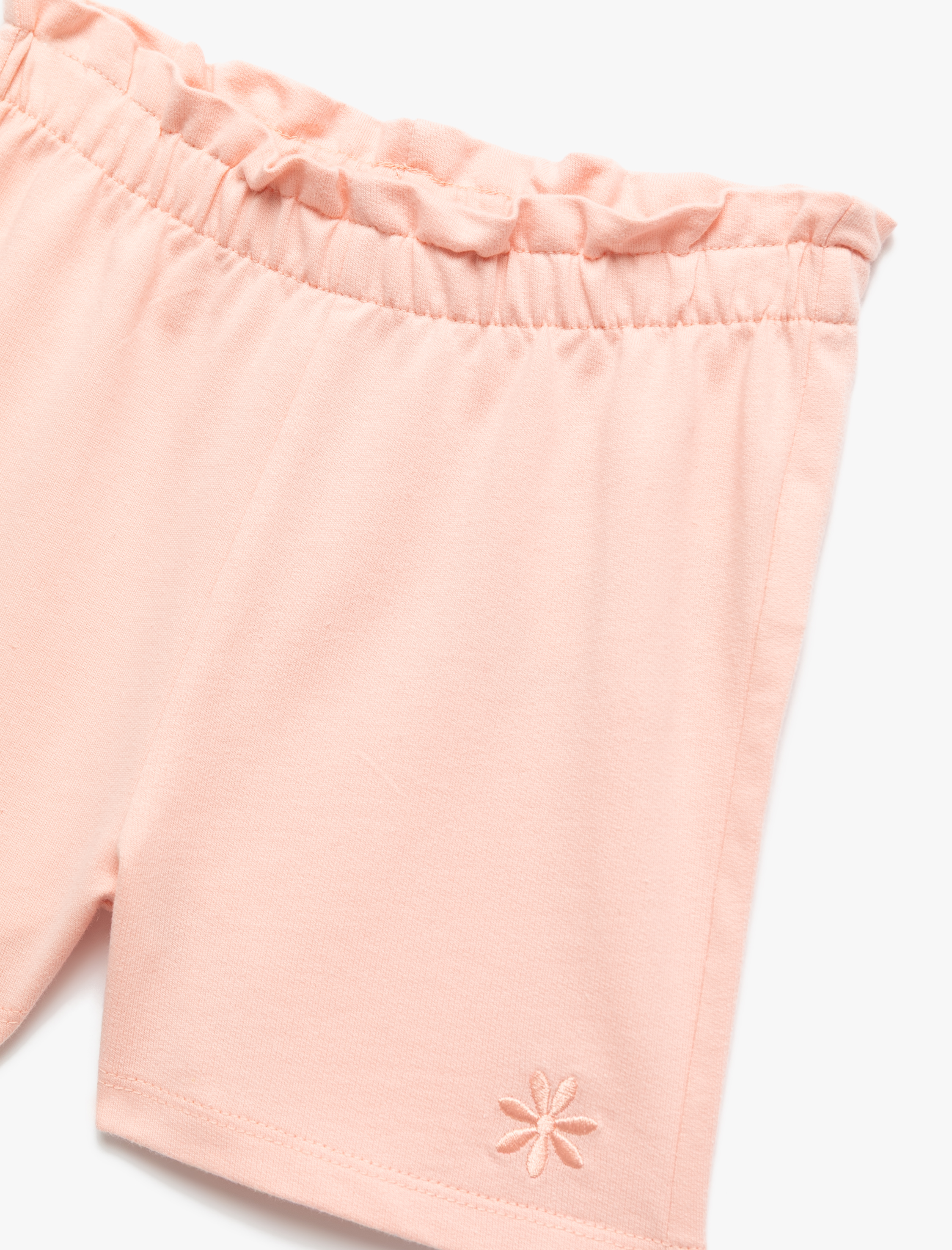  Kız Bebek Pamuklu Beli Lastikli İşlemeli Mini Şort