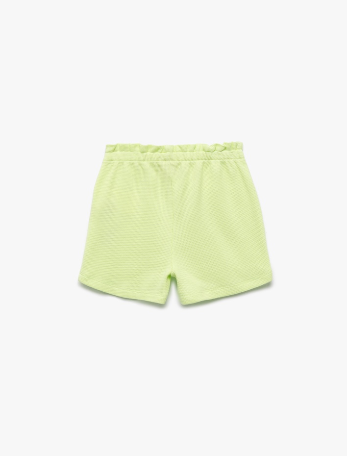 Kız Bebek Beli Lastikli Pamuklu Dokulu Mini Şort