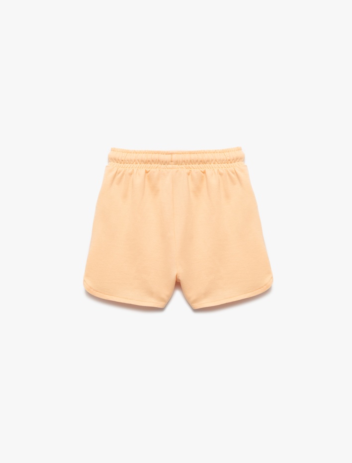 Kız Çocuk Beli Lastikli Bağlamalı Baskılı Cepli Pamuklu Mini Şort