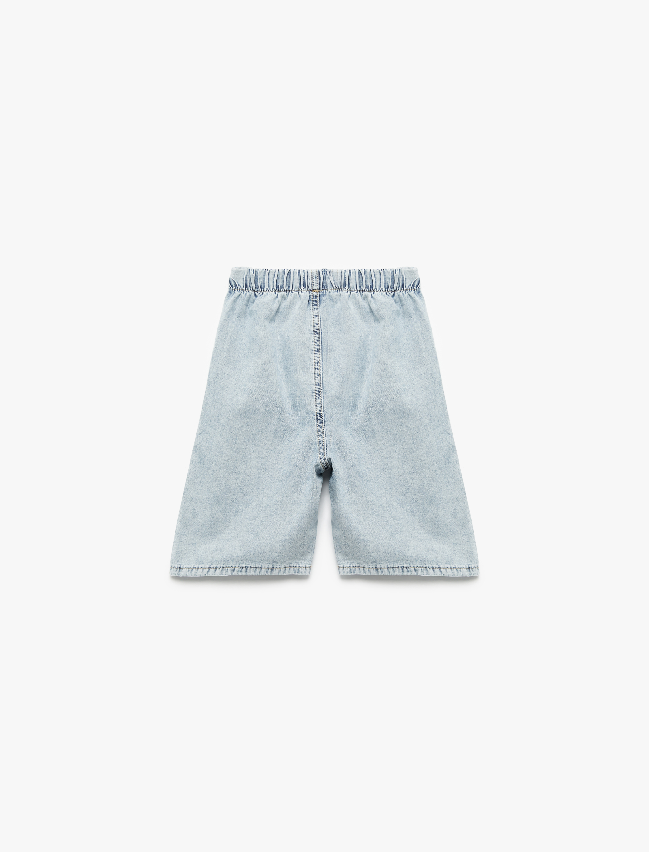  Erkek Çocuk Pamuklu Beli Lastikli Bol Kalıp Denim Şort