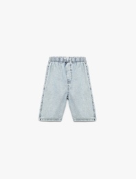 Pamuklu Beli Lastikli Bol Kalıp Denim Şort