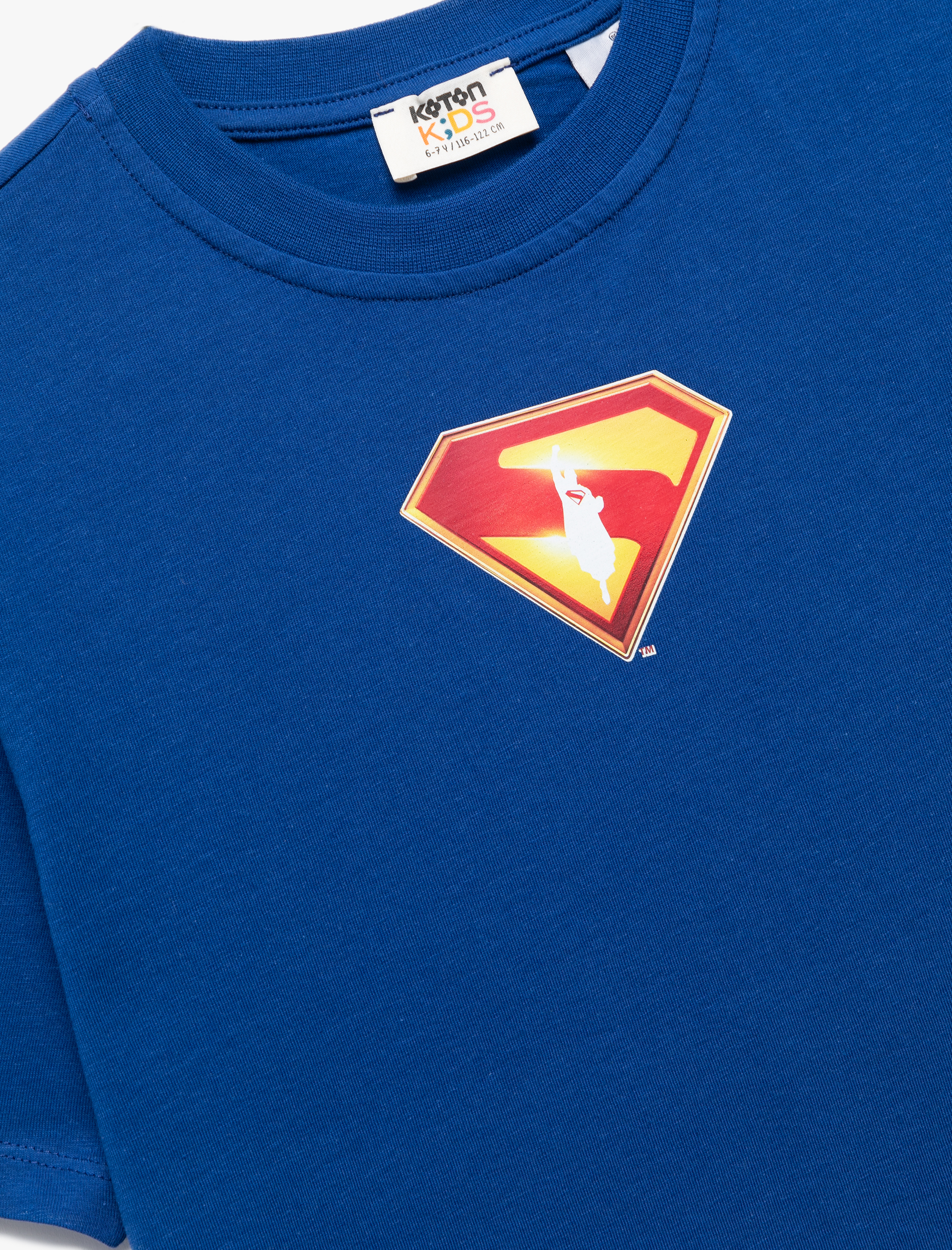 Erkek Çocuk Pamuklu Kısa Kollu Bisiklet Yaka Lisanslı Arkası Superman Baskılı Tişört