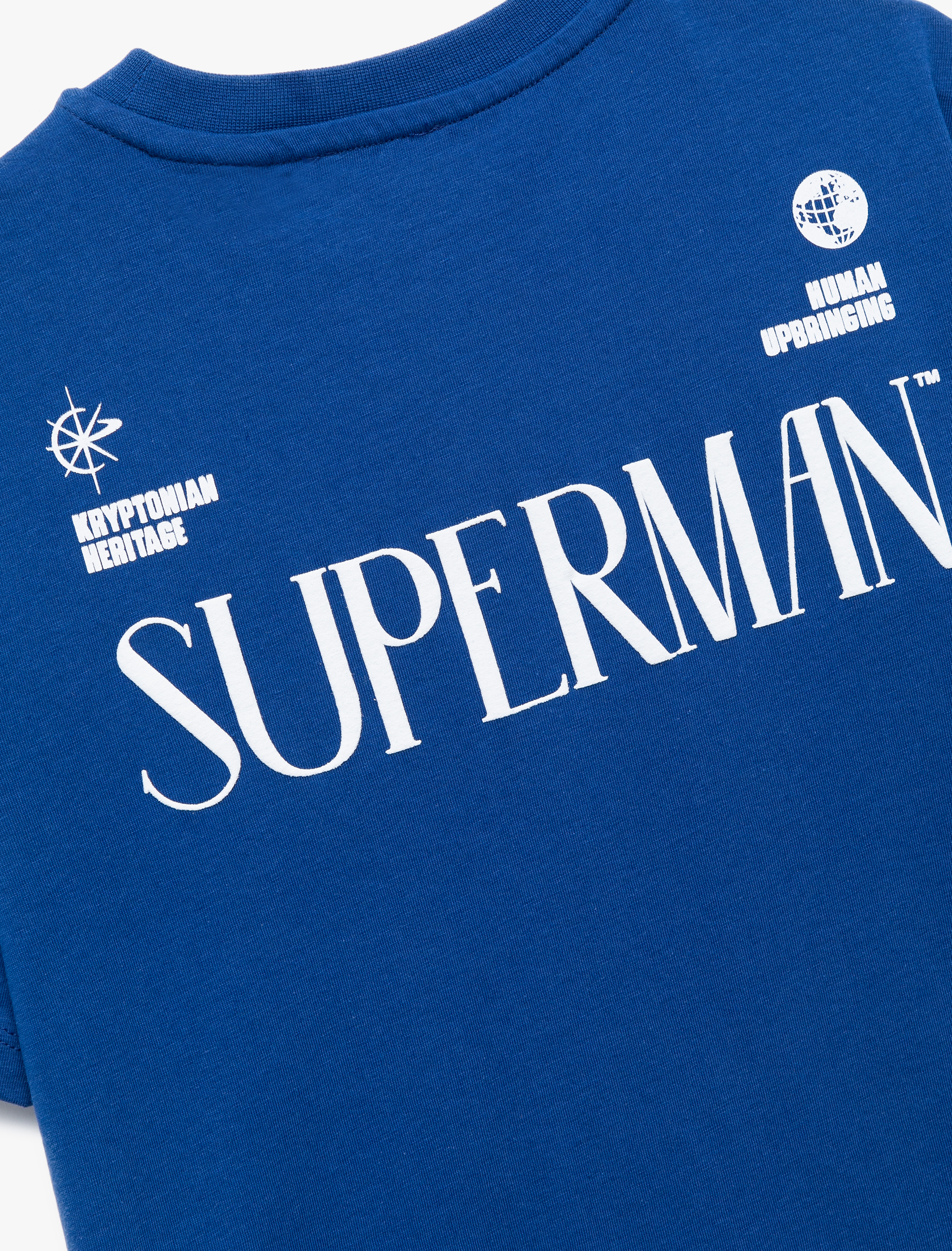 Erkek Çocuk Pamuklu Kısa Kollu Bisiklet Yaka Lisanslı Arkası Superman Baskılı Tişört