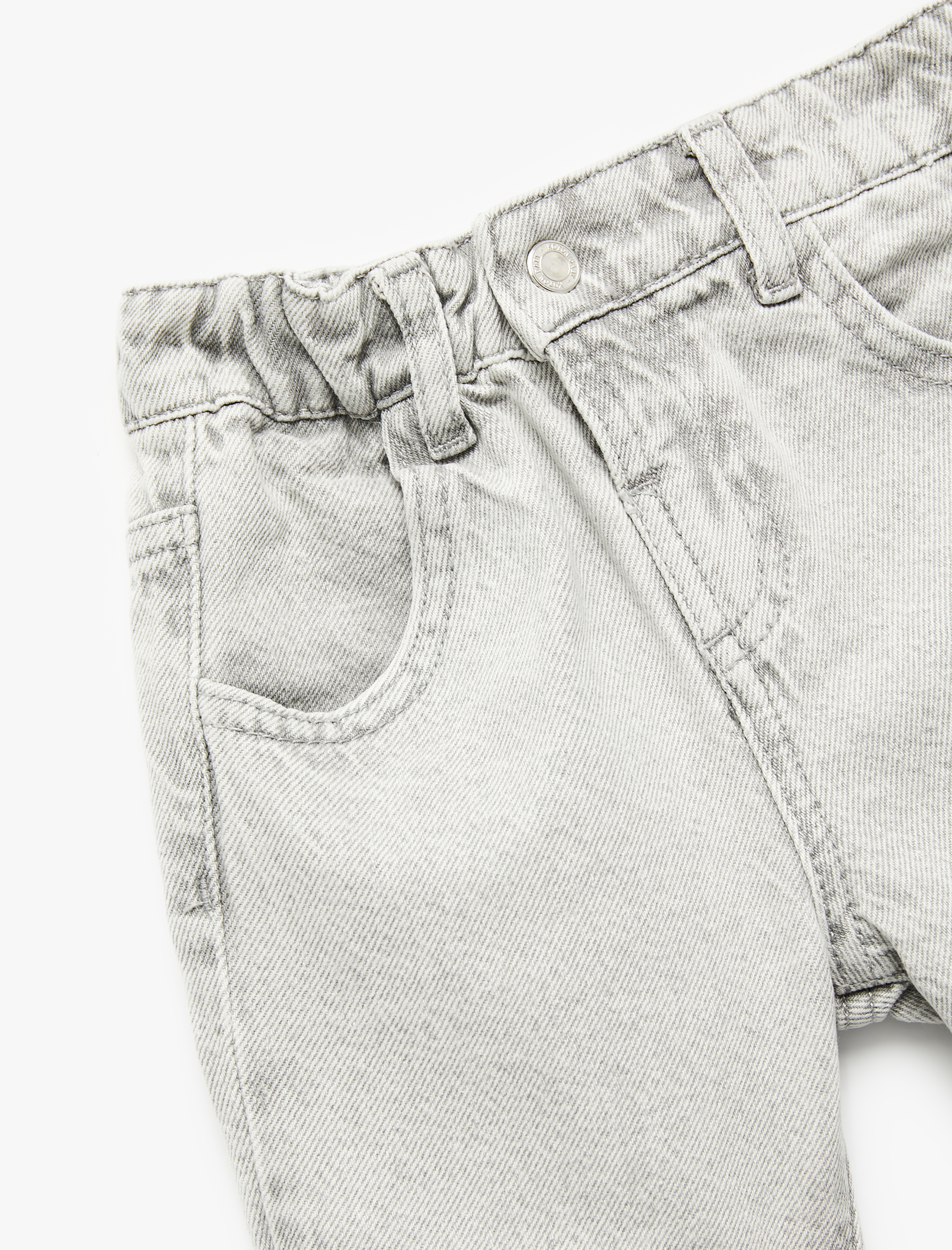  Erkek Bebek Beli Lastikli Düğmeli Cepli Pamuklu Denim Şort