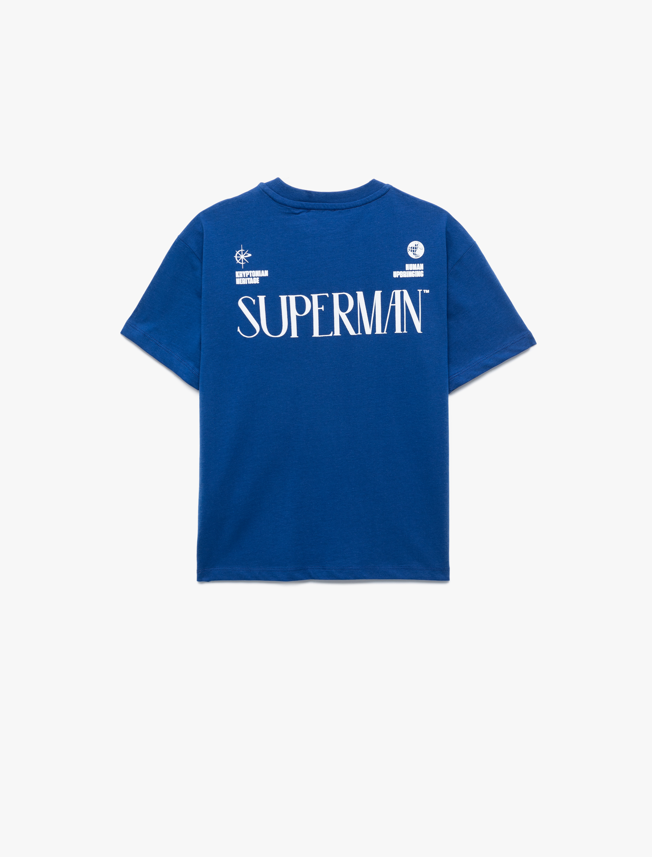 Erkek Çocuk Pamuklu Kısa Kollu Bisiklet Yaka Lisanslı Arkası Superman Baskılı Tişört