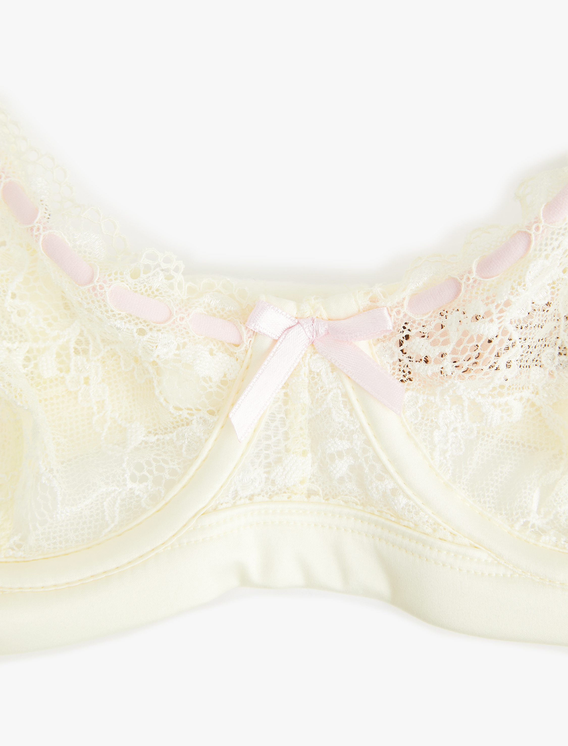   Transparan Fiyonklu Balenli Dantelli Sütyen