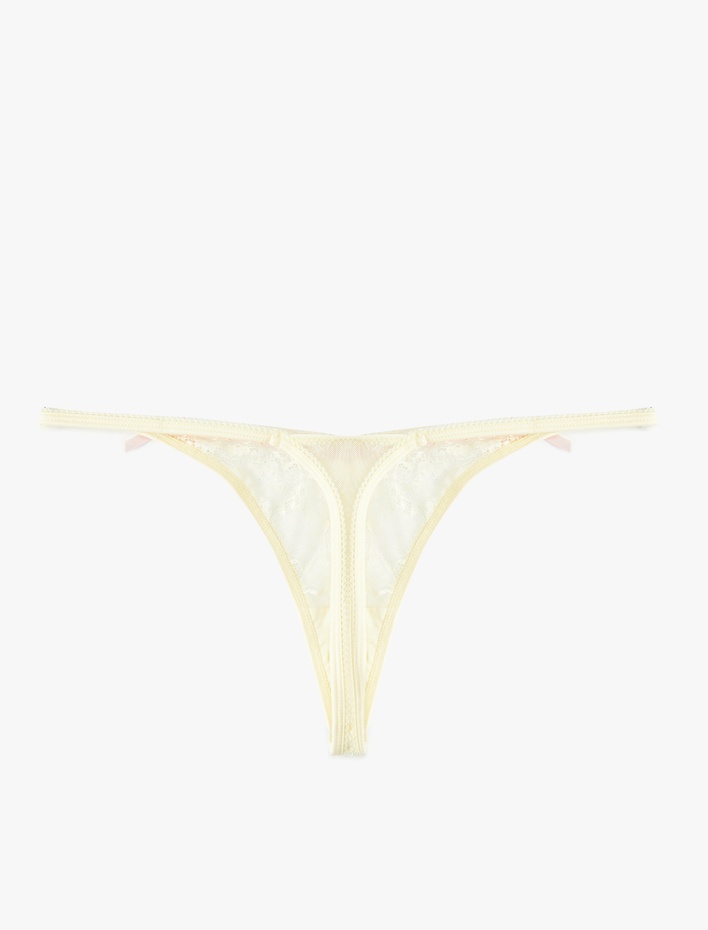  Transparan Fiyonklu Dantelli String Külot