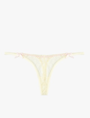 Transparan Fiyonklu Dantelli String Külot